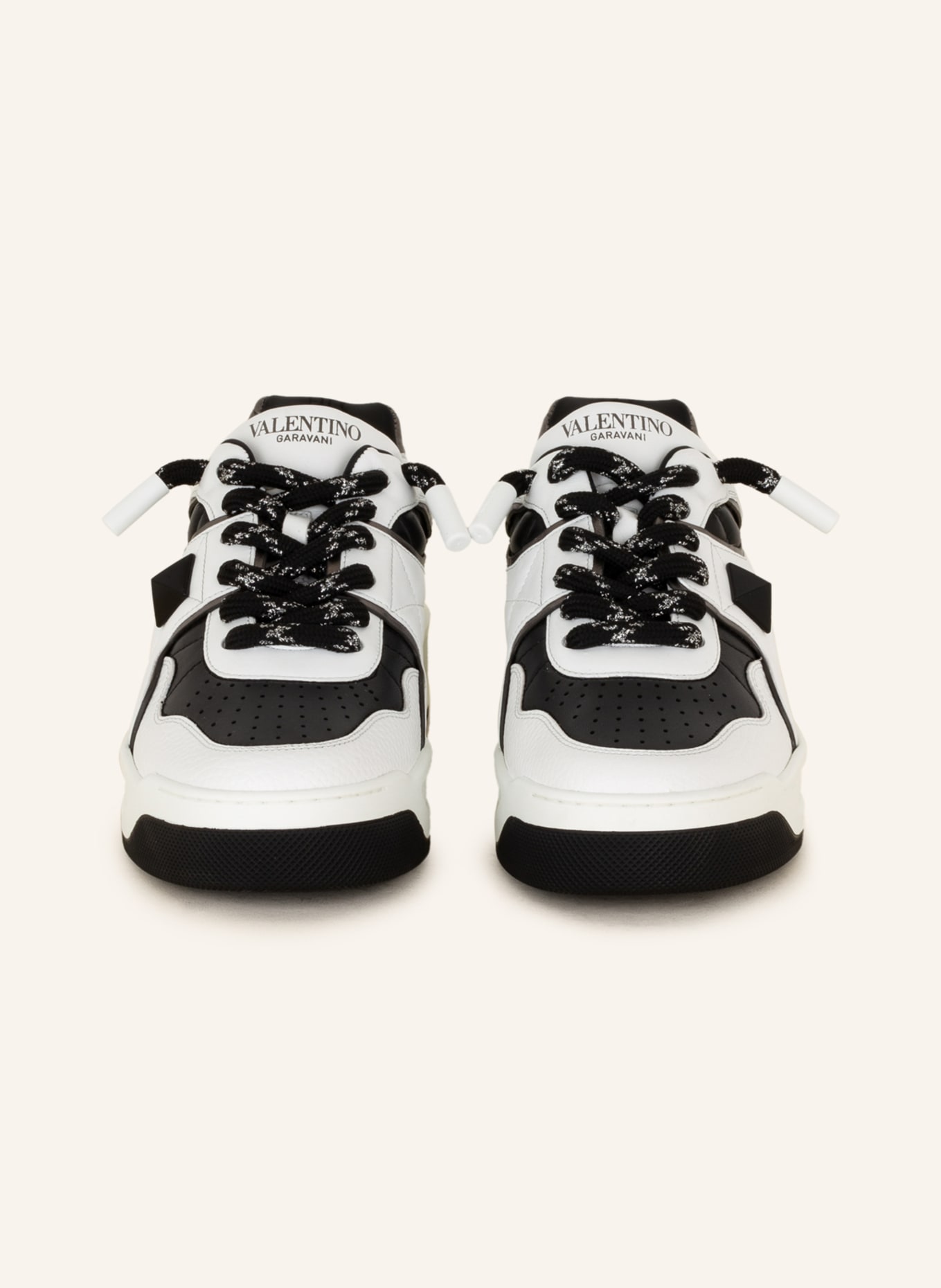 VALENTINO GARAVANI Sneakers ONE STUD with rivet and glitter thread, Color: WHITE/ BLACK (Image 3)
