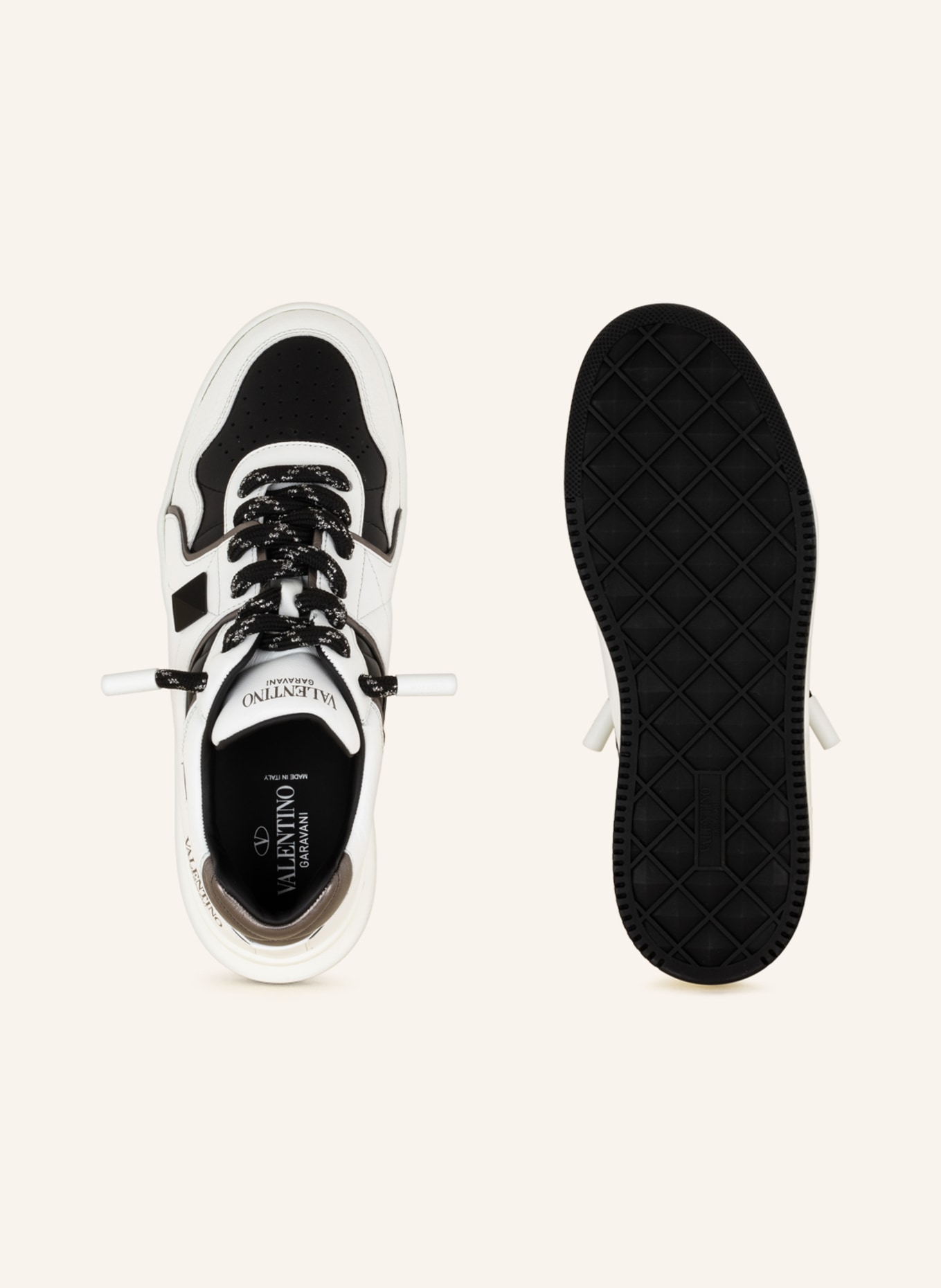 VALENTINO GARAVANI Sneakers ONE STUD with rivet and glitter thread, Color: WHITE/ BLACK (Image 5)
