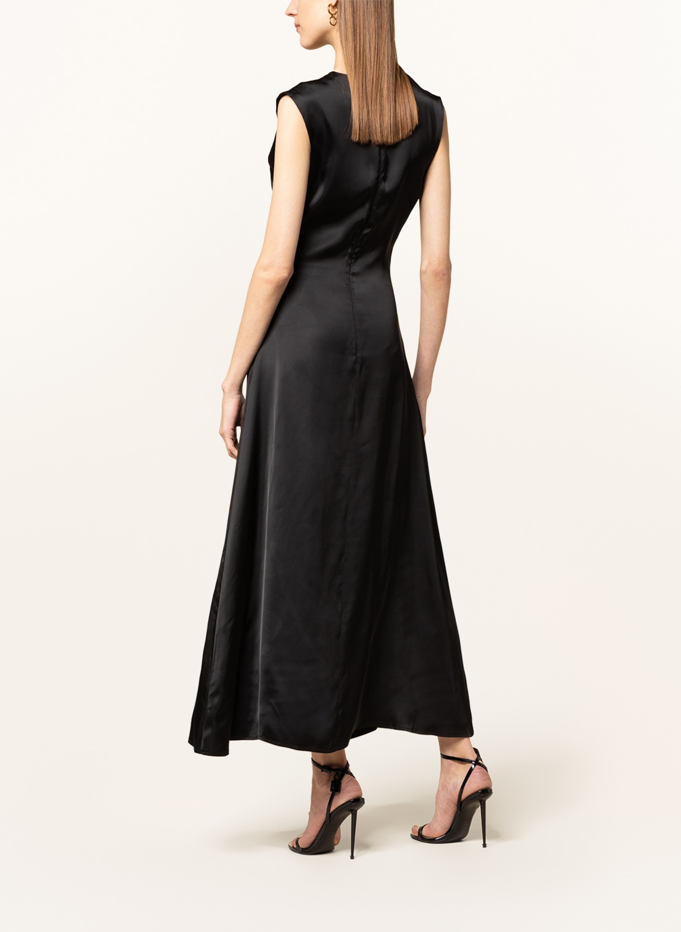 LOULOU STUDIO Silk dress COPAN with cut-out, Color: BLACK (Image 3)