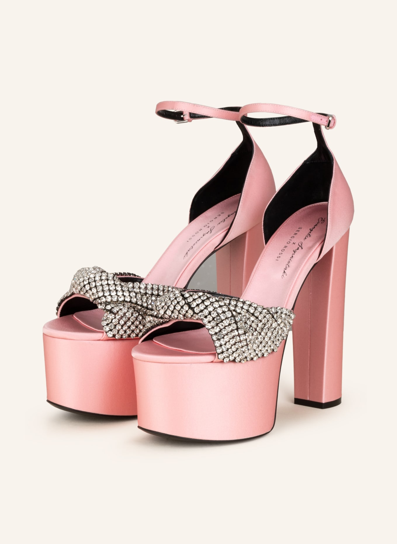 sergio rossi Platform sandals with decorative gems, Color: PINK (Image 1)