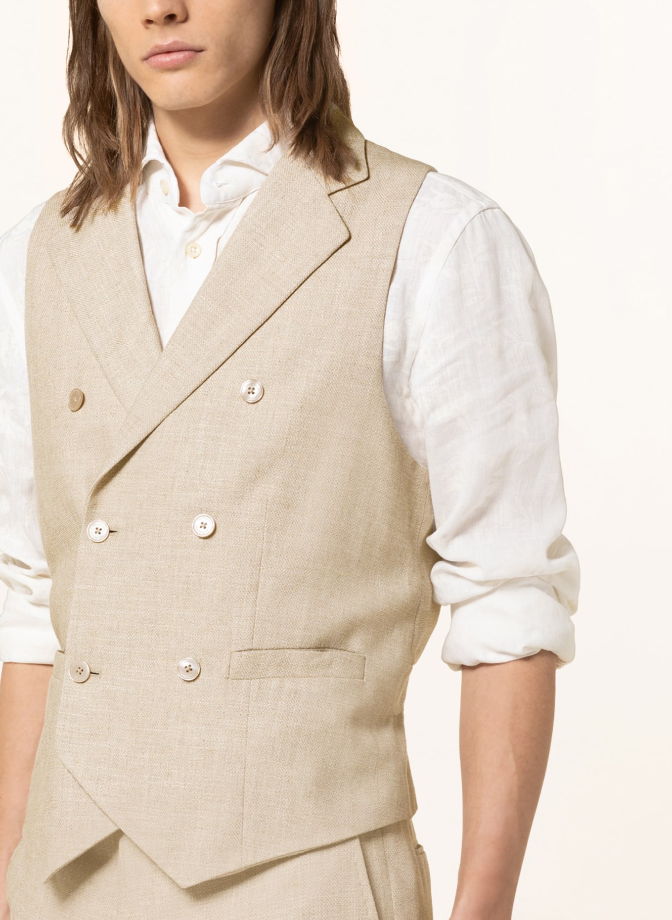 BALDESSARINI Suit vest extra slim fit, Color: LIGHT BROWN (Image 4)