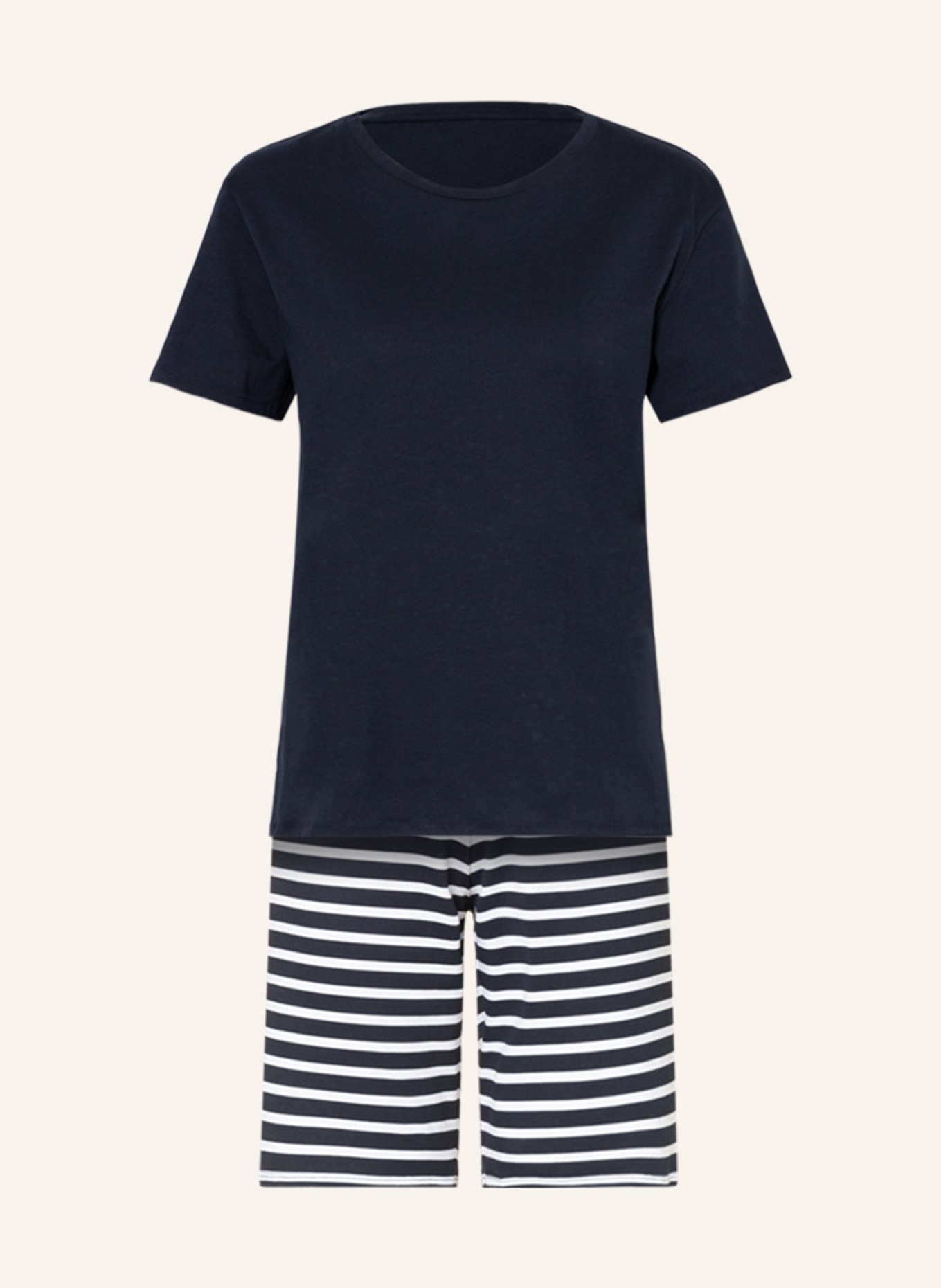 SCHIESSER Shorty pajamas ESSENTIAL STRIPES, Color: DARK BLUE/ WHITE (Image 1)