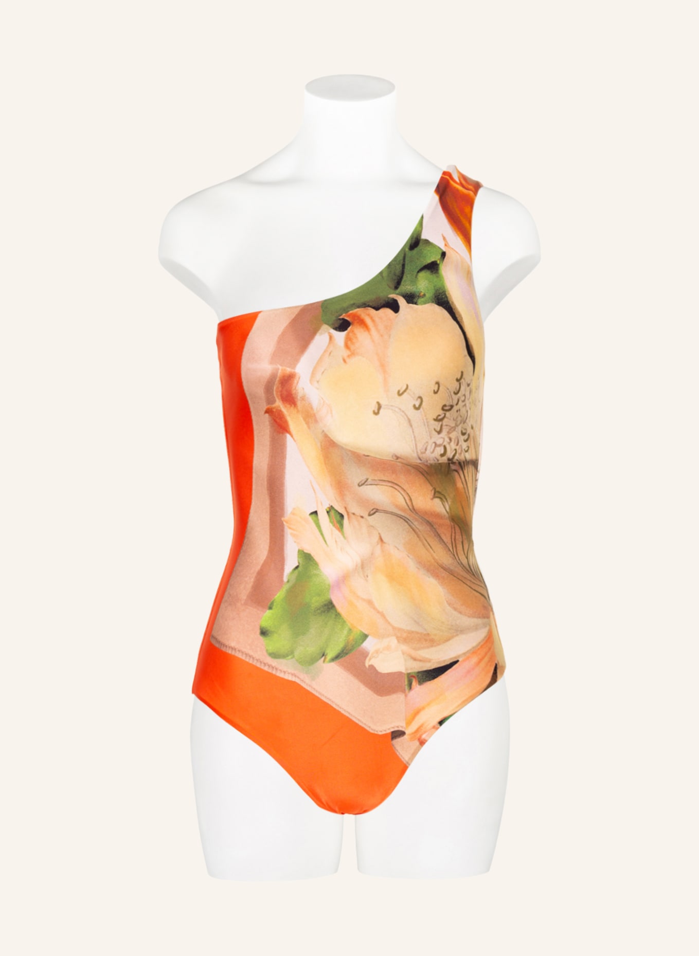 LENNY NIEMEYER One-shoulder swimsuit , Color: ORANGE/ LIGHT GREEN/ BEIGE (Image 2)