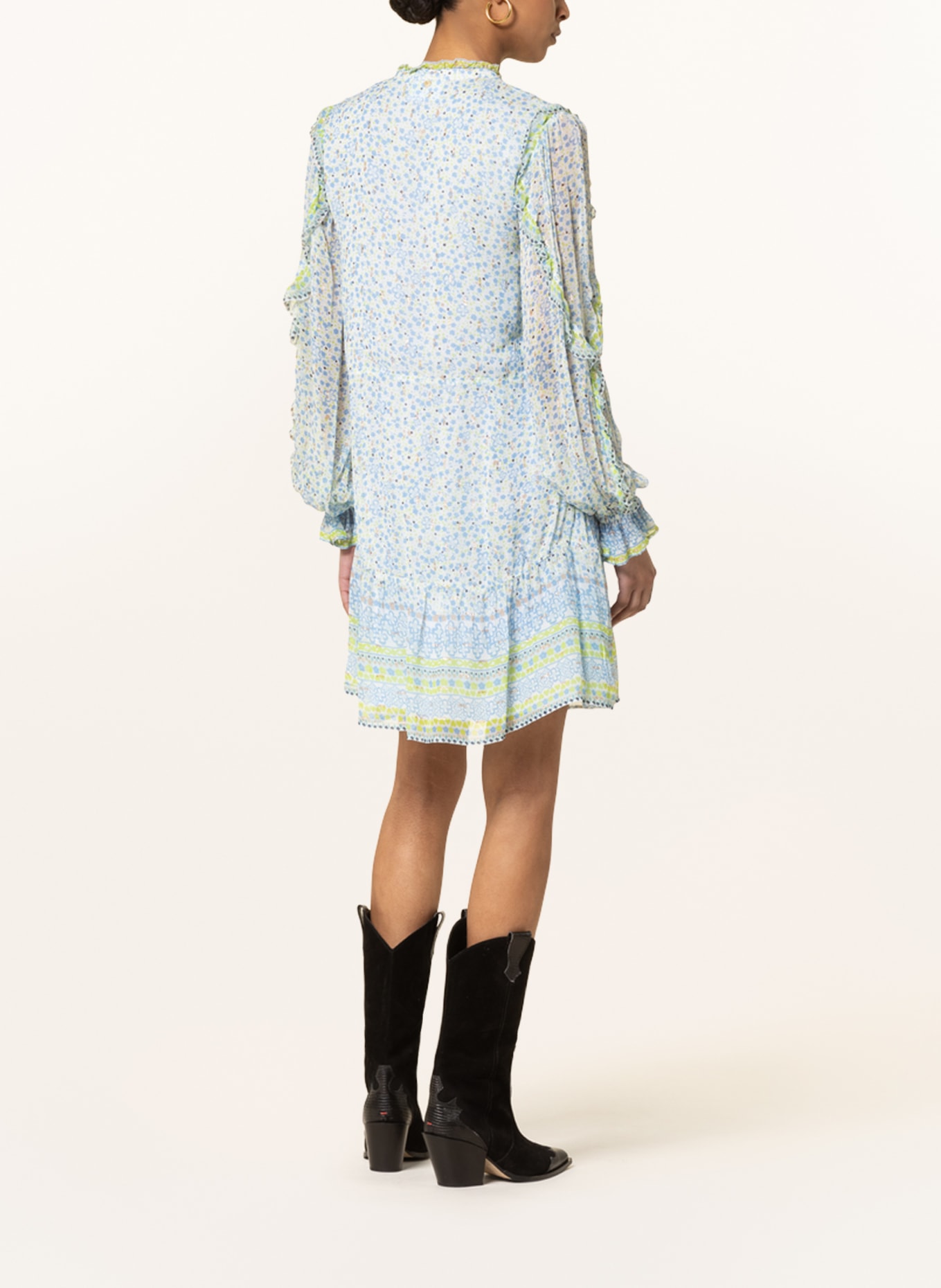 FABIENNE CHAPOT Kleid ADRIENNE mit Glanzgarn und Rüschen, Farbe: WEISS/ HELLBLAU/ HELLGRÜN (Bild 3)