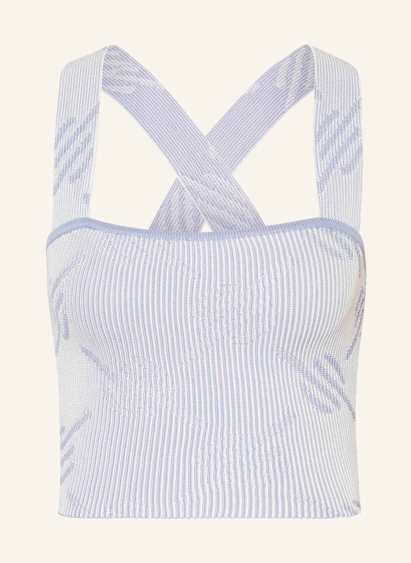 DAILY PAPER Cropped knit top PABILA, Color: WHITE/ BLUE (Image 1)