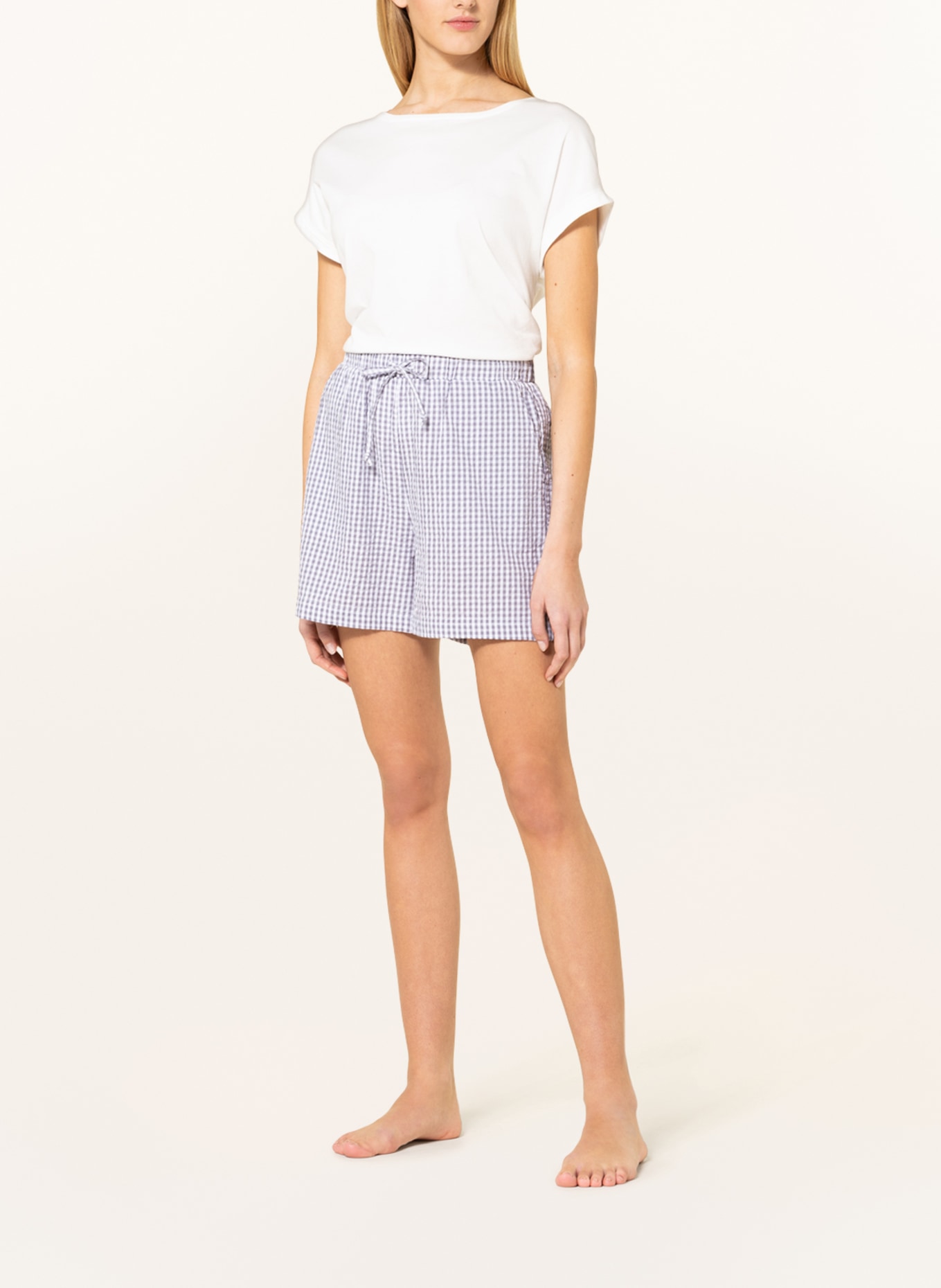 darling harbour Pajama shorts, Color: WHITE/ GRAY (Image 2)