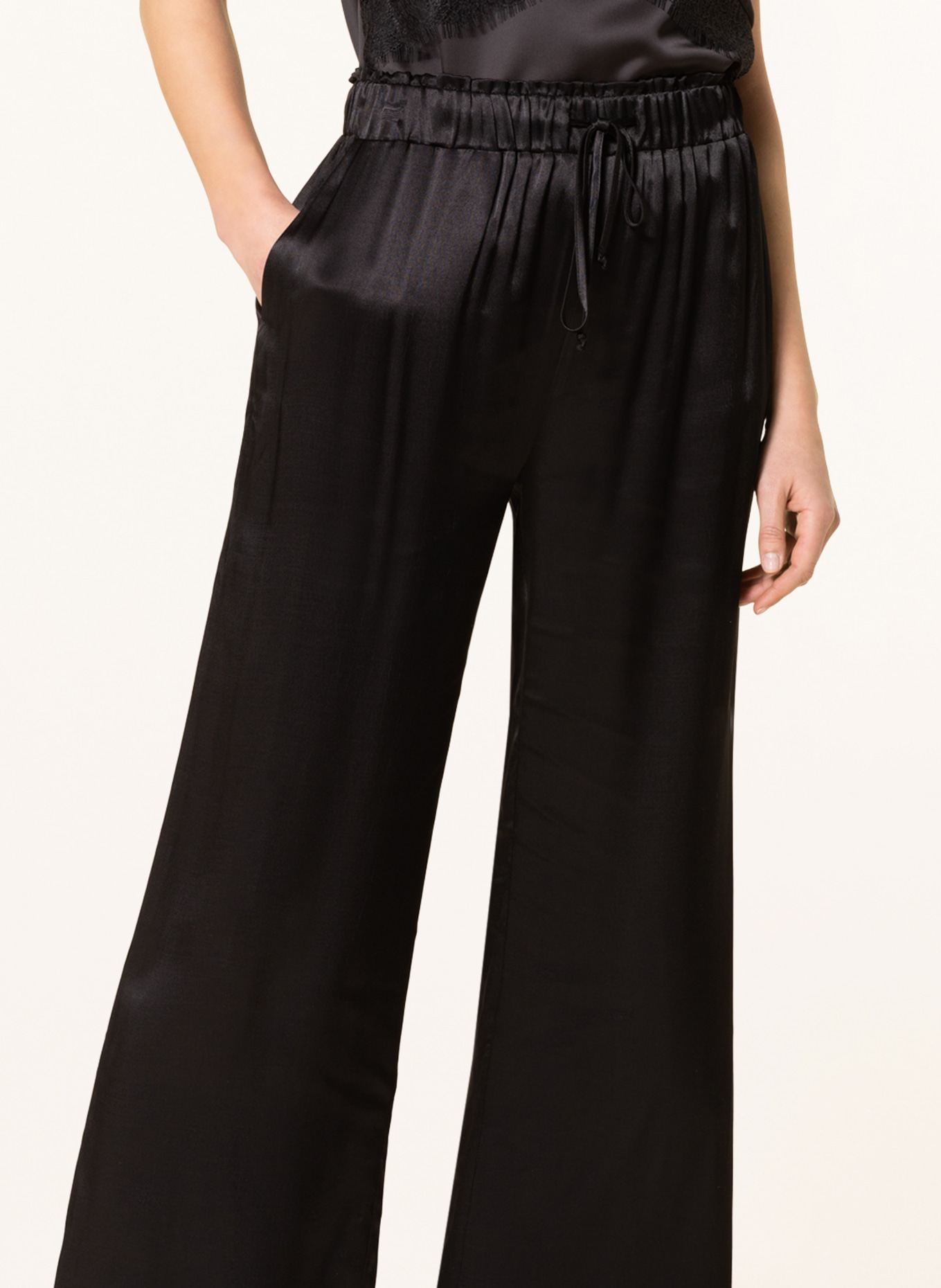 MRS & HUGS Satin trousers, Color: BLACK (Image 5)