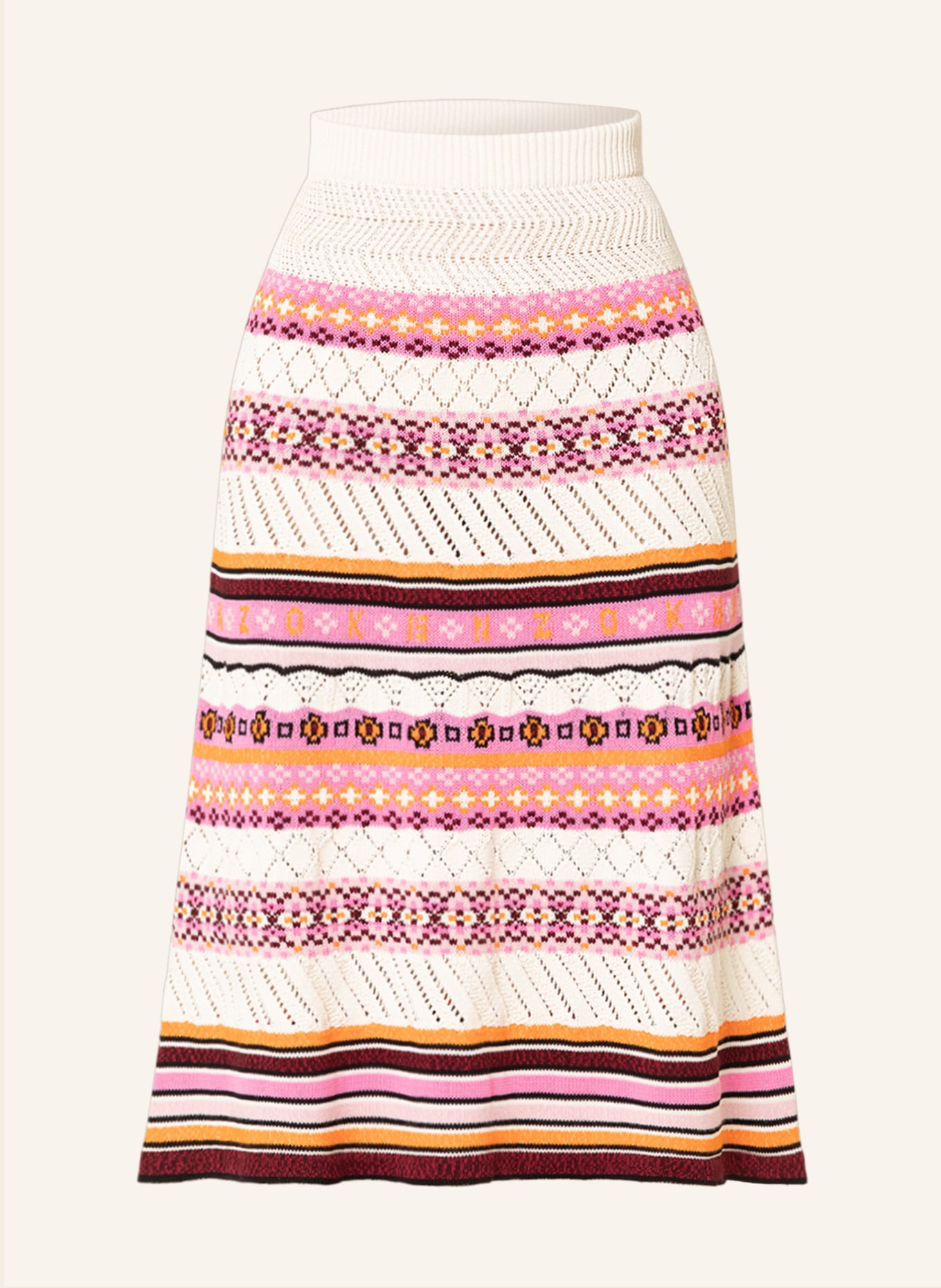 KENZO Knit skirt, Color: CREAM/ PINK/ ORANGE (Image 1)