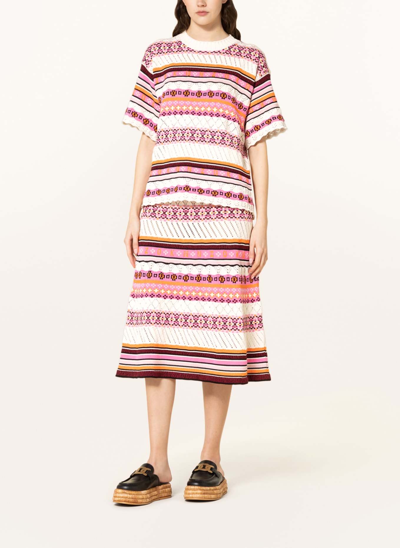 KENZO Knit skirt, Color: CREAM/ PINK/ ORANGE (Image 2)