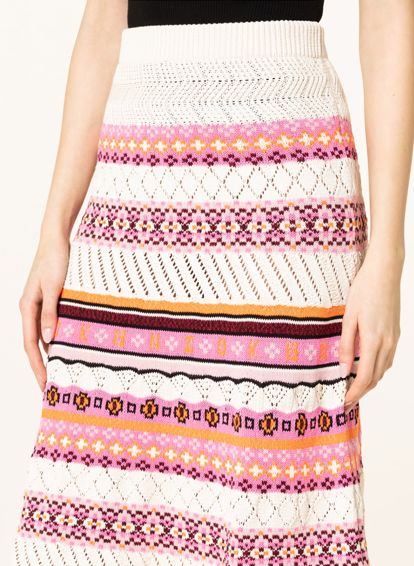 KENZO Knit skirt, Color: CREAM/ PINK/ ORANGE (Image 4)