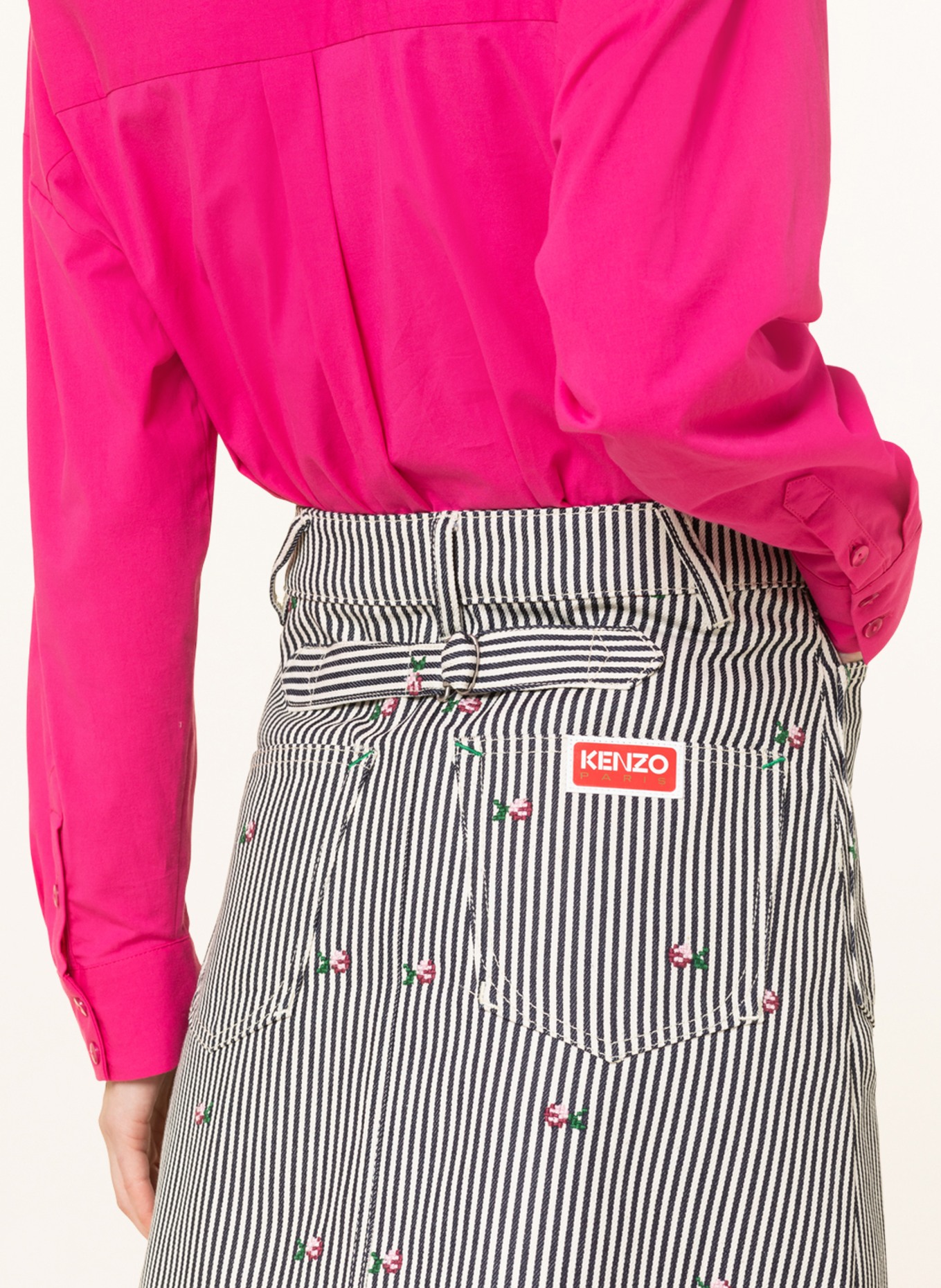 KENZO Embroidered skirt , Color: ECRU/ DARK BLUE (Image 4)