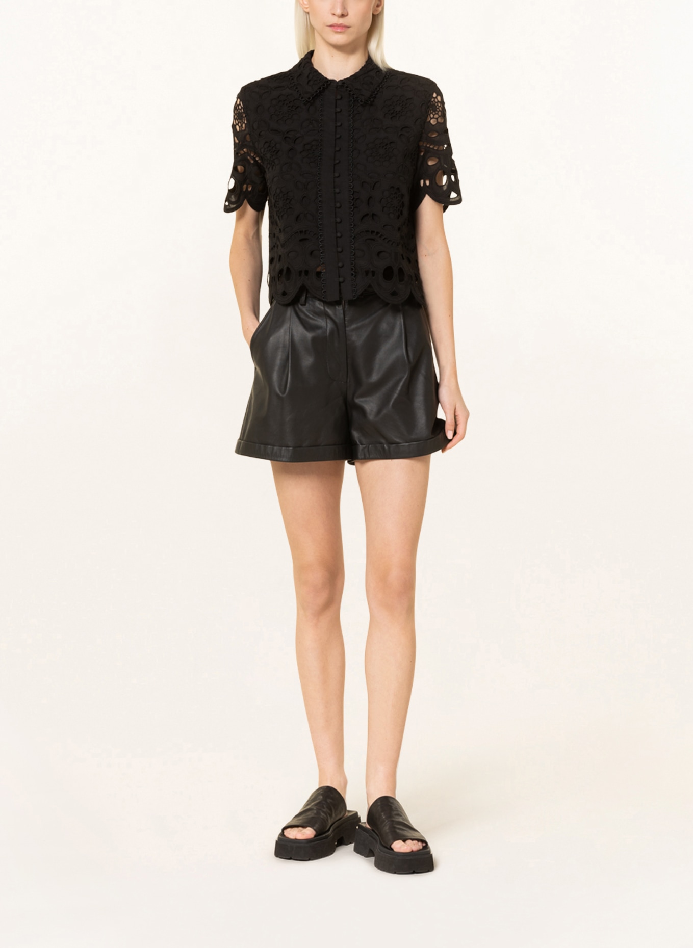 MRS & HUGS Shirt blouse made of lace, Color: BLACK (Image 2)