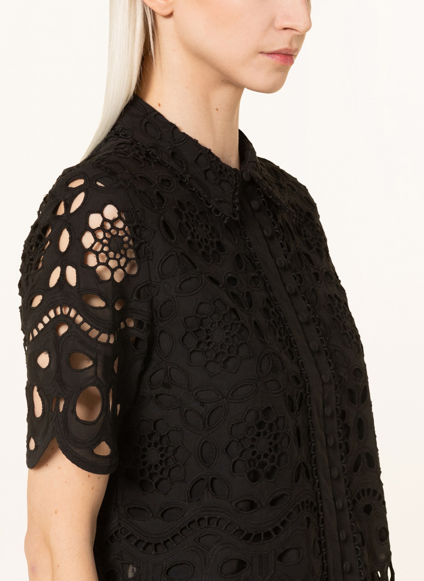 MRS & HUGS Shirt blouse made of lace, Color: BLACK (Image 4)