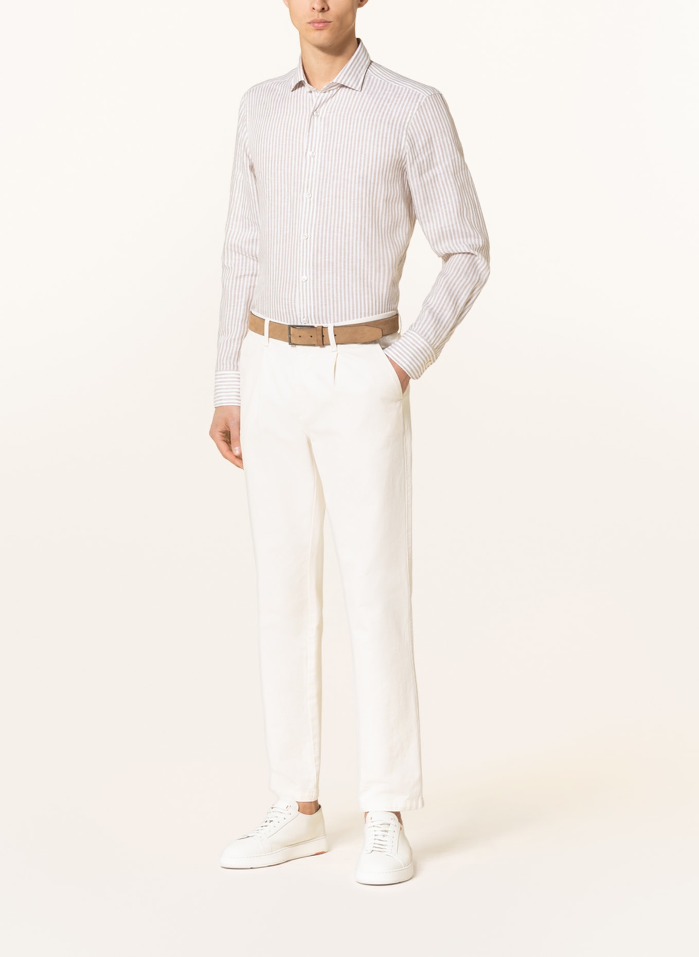 OLYMP SIGNATURE Leinenhemd Soft Business tailored fit, Farbe: BEIGE/ WEISS (Bild 2)