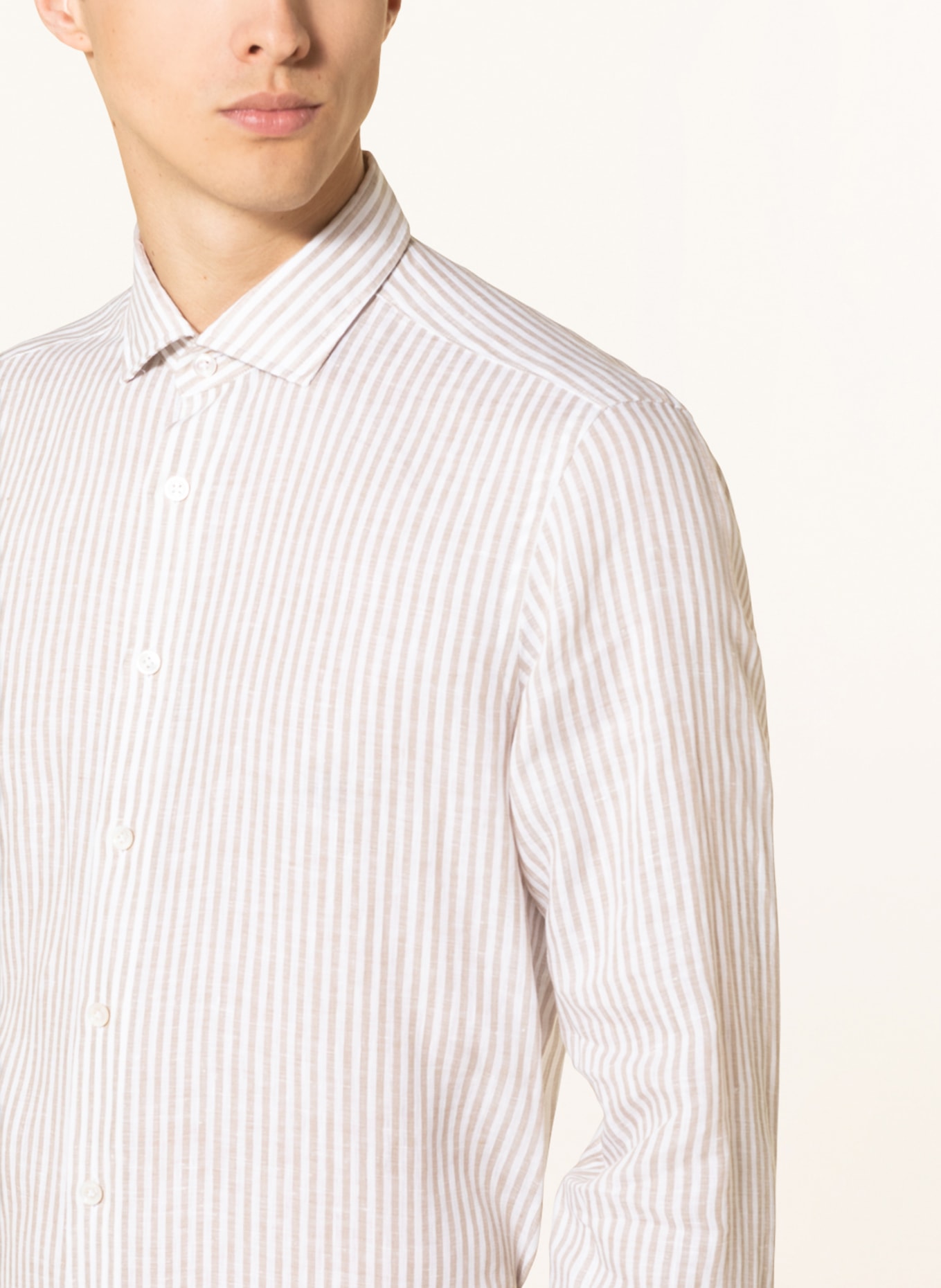 OLYMP SIGNATURE Leinenhemd Soft Business tailored fit, Farbe: BEIGE/ WEISS (Bild 4)