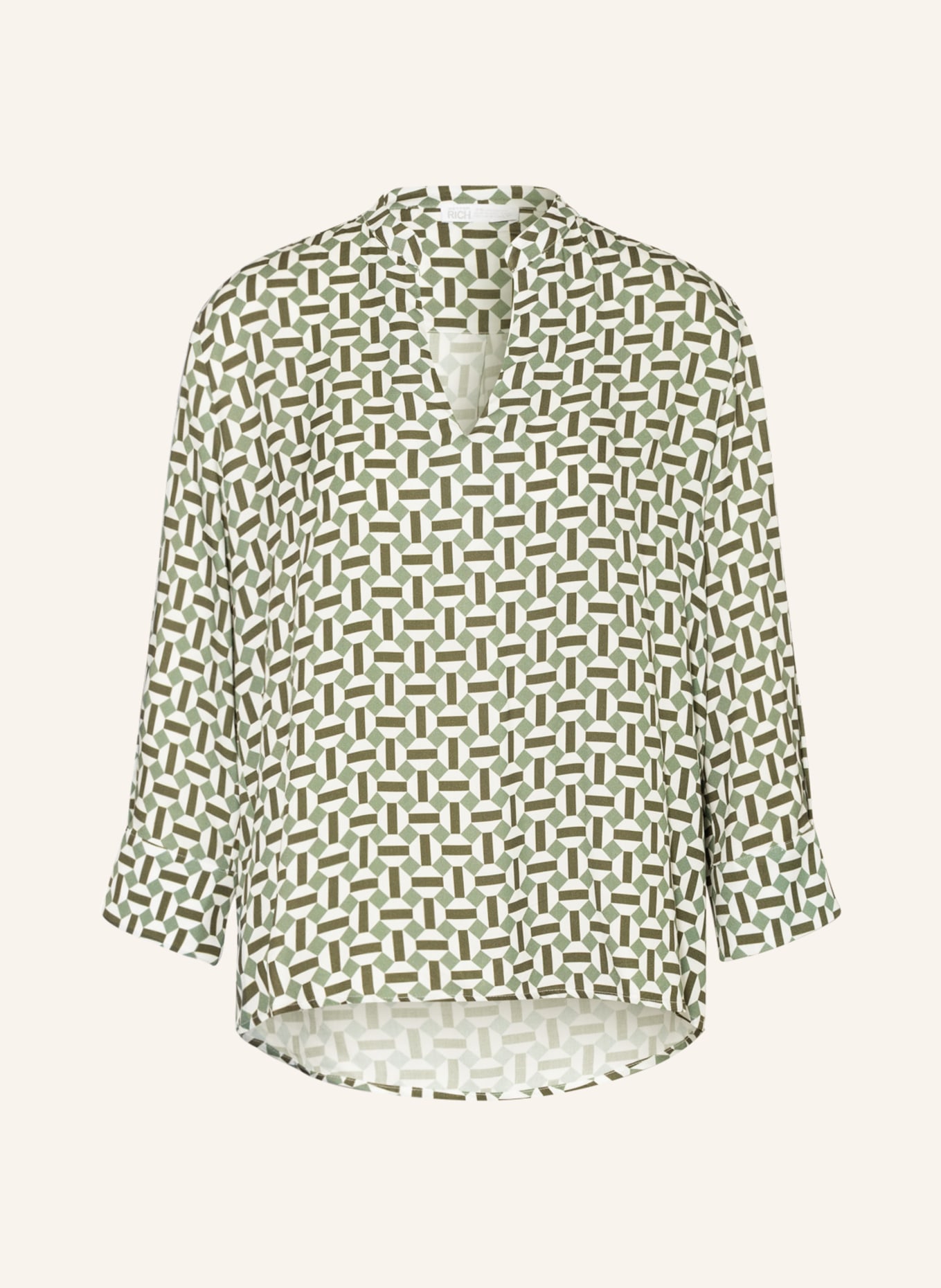BETTER RICH Shirt blouse HOLLYWOOD with 3/4 sleeves, Color: KHAKI/ WHITE (Image 1)