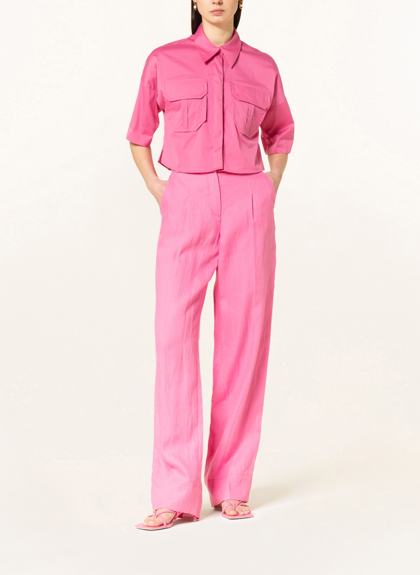 RIANI Wide leg trousers made of linen, Color: PINK (Image 2)