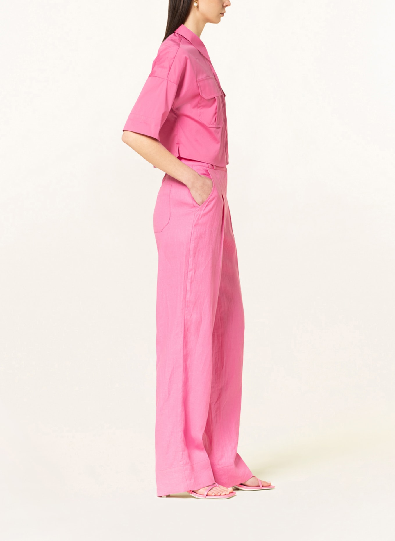 RIANI Wide leg trousers made of linen, Color: PINK (Image 4)