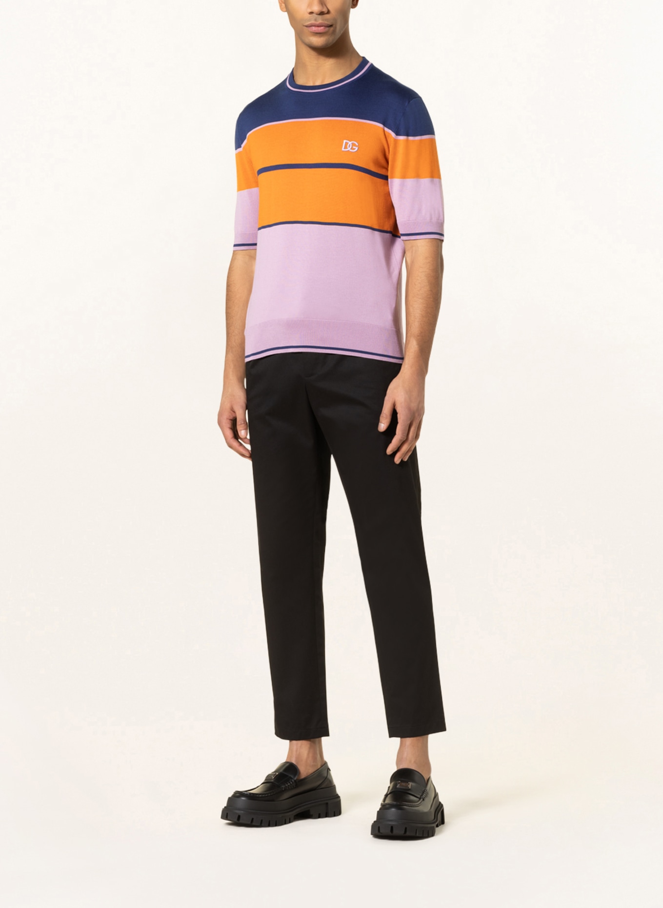 DOLCE & GABBANA Strickshirt mit Seide, Farbe: HELLLILA/ BLAU/ ORANGE (Bild 2)