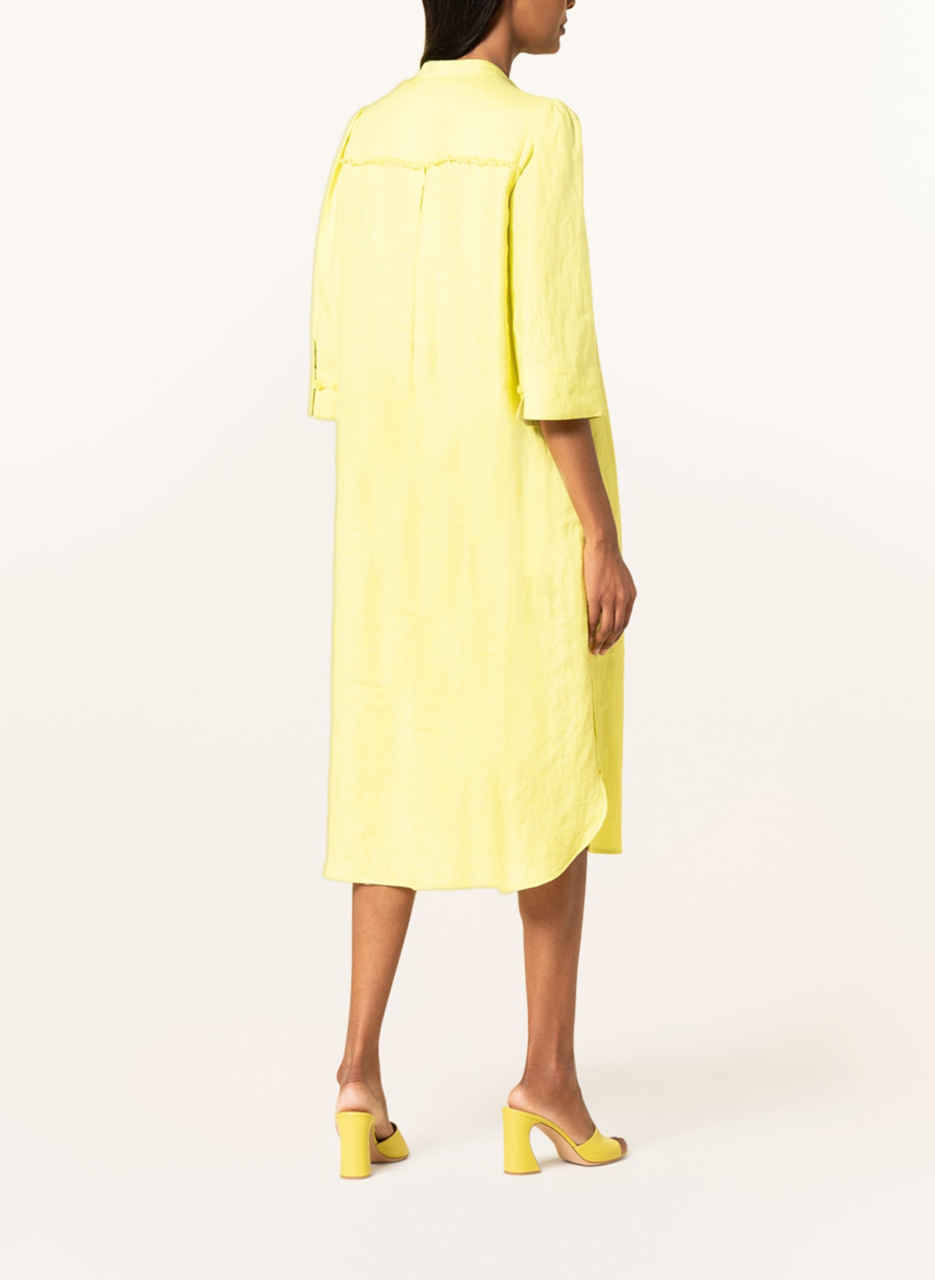 RIANI Hemdblusenkleid aus Leinen mit 3/4-Arm: GELB