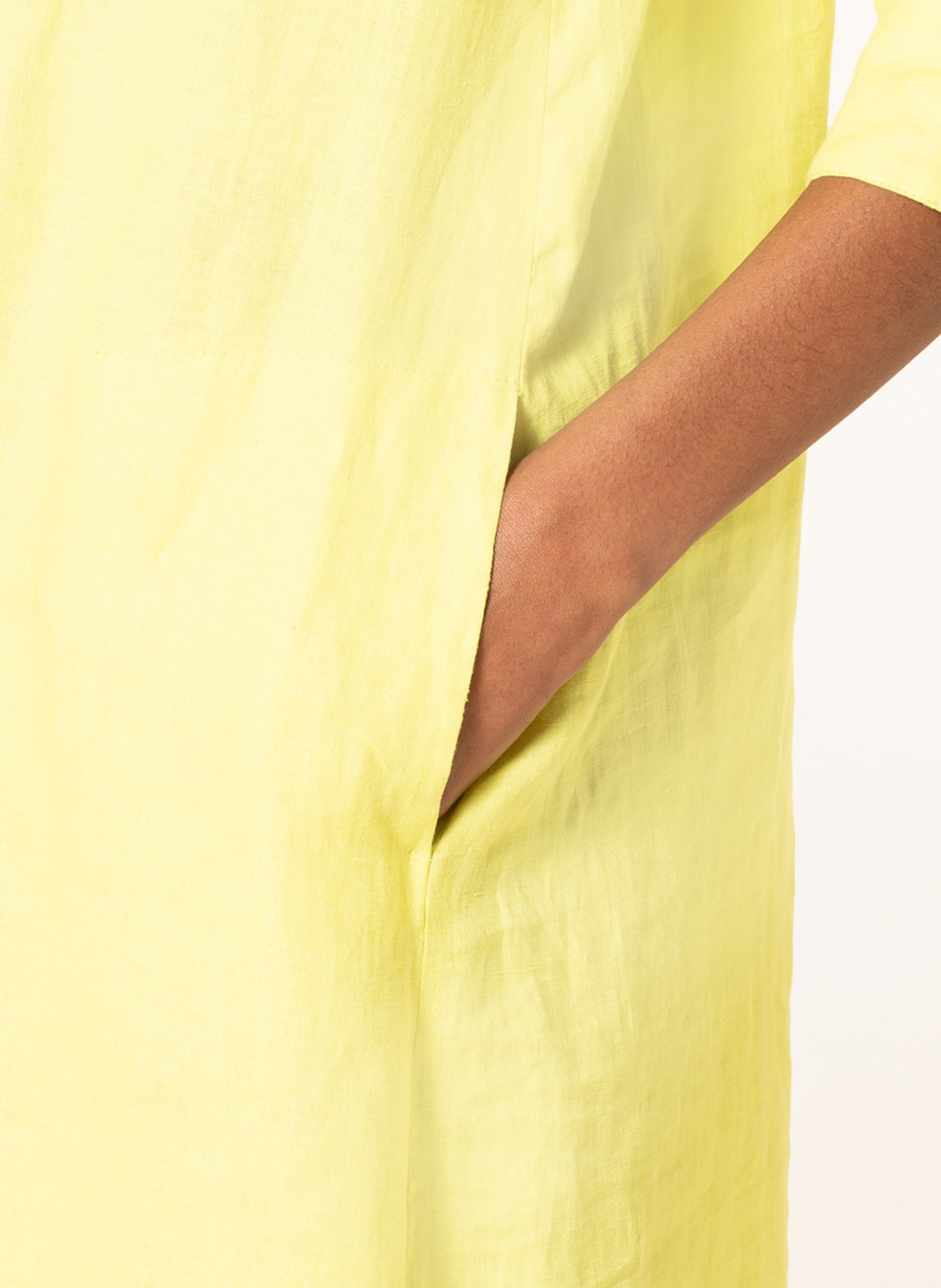 RIANI Hemdblusenkleid aus Leinen mit 3/4-Arm: GELB