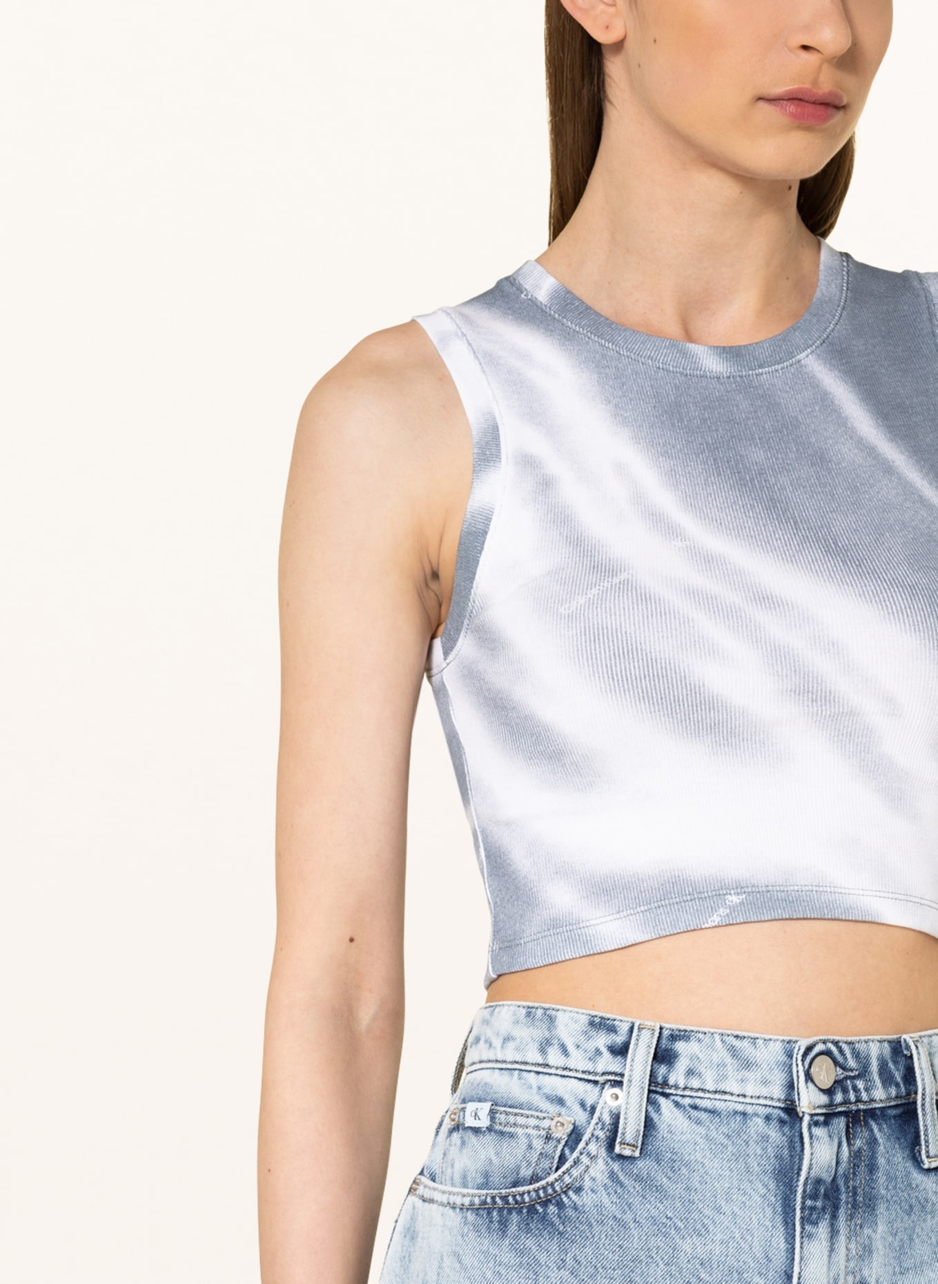 Calvin Klein Jeans Top, Farbe: BLAUGRAU/ WEISS (Bild 4)