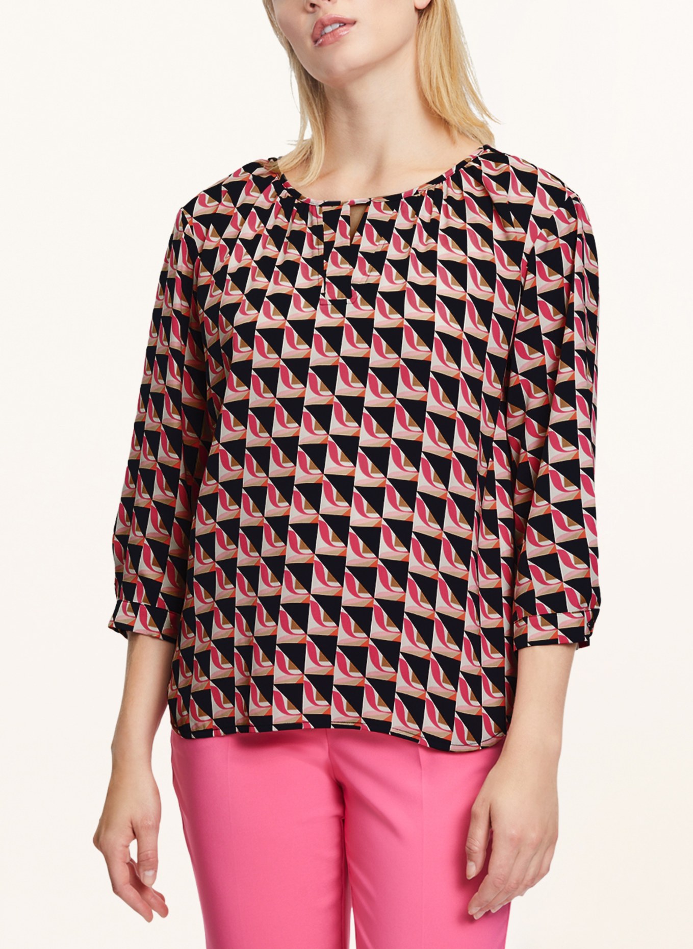 Betty Barclay Shirt blouse with 3/4 sleeves, Color: DARK BLUE/ PINK/ PINK (Image 2)