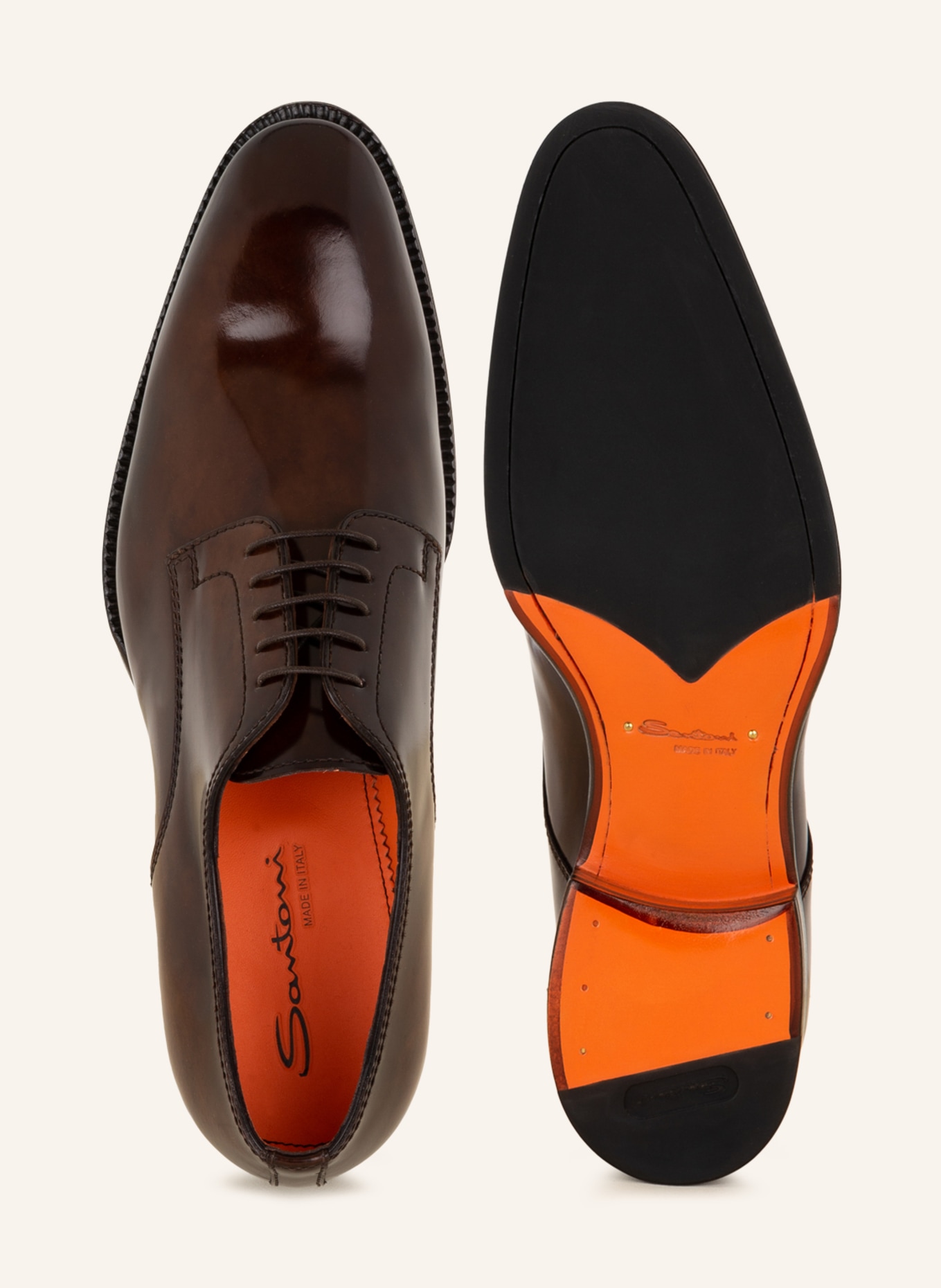 Santoni Patent lace-up shoes , Color: DARK BROWN (Image 5)