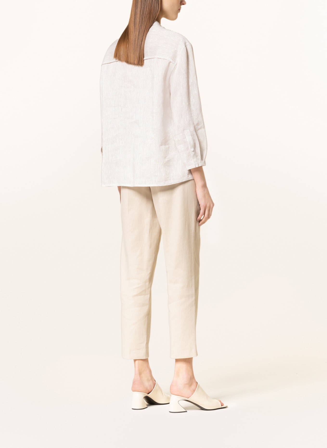 LUISA CERANO Linen blouse with glitter thread, Color: WHITE/ GOLD (Image 3)