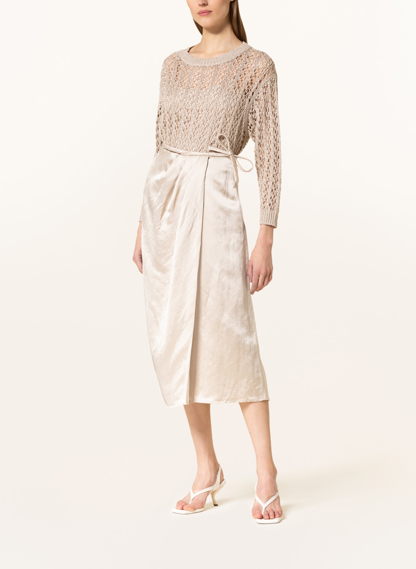 LUISA CERANO Pullover mit Leinen und Pailletten, Farbe: BEIGE (Bild 2)
