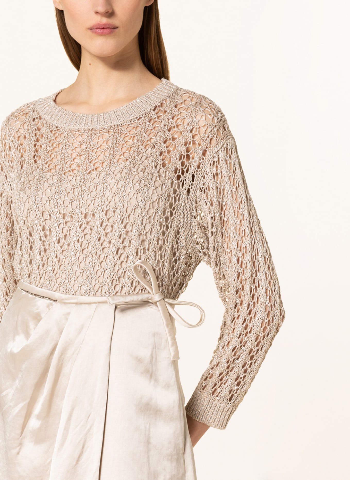 LUISA CERANO Sweaters with linen and sequins, Color: BEIGE (Image 4)