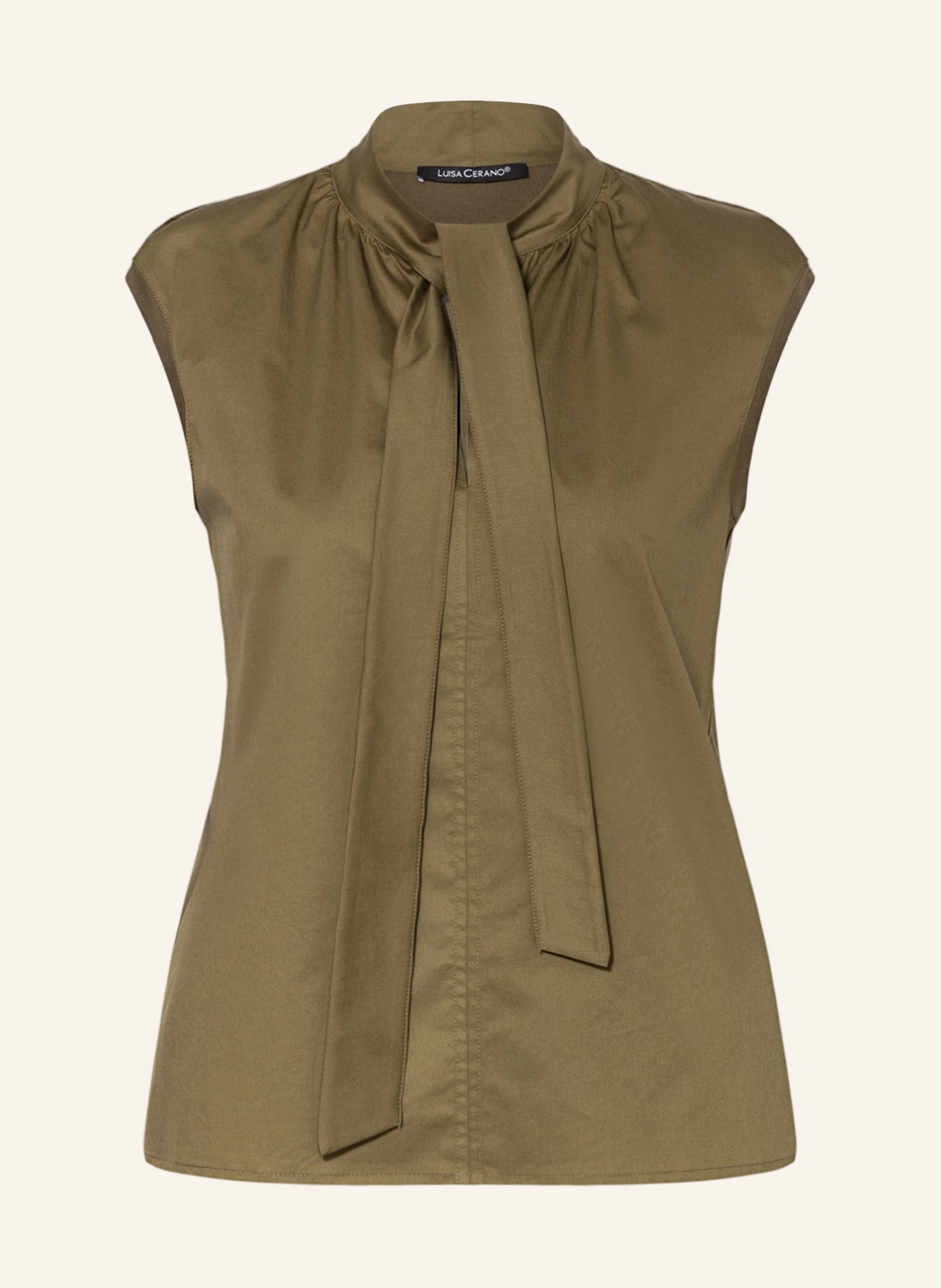LUISA CERANO Blouse top in mixed materials, Color: KHAKI (Image 1)