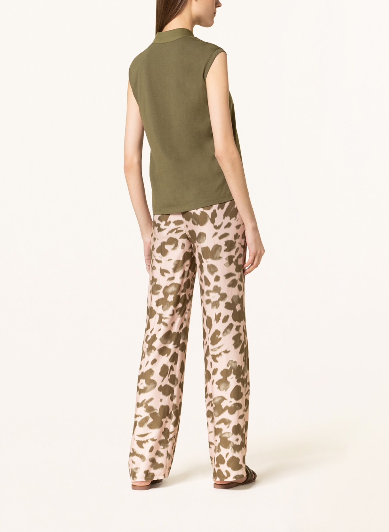 LUISA CERANO Blouse top in mixed materials, Color: KHAKI (Image 3)