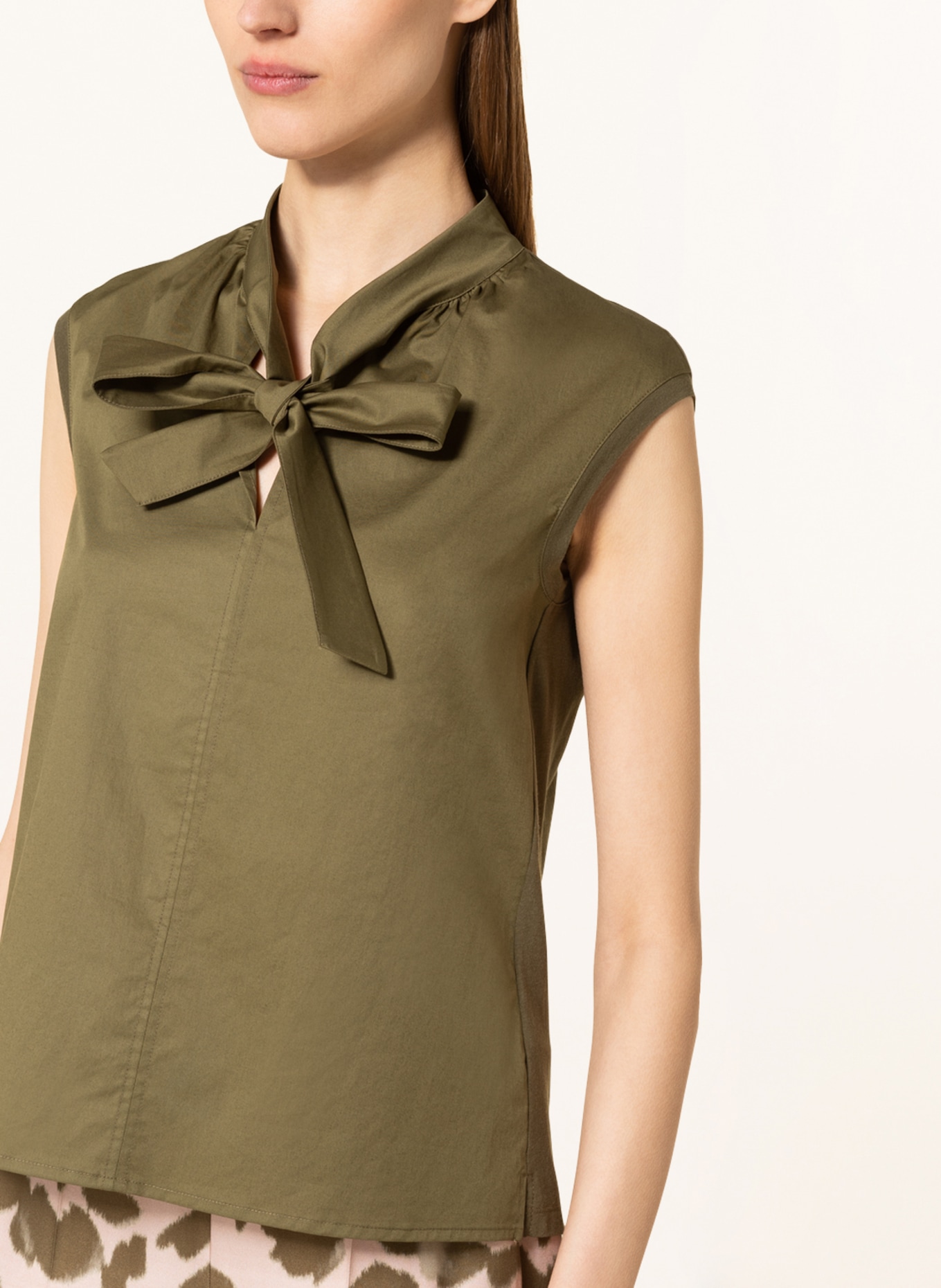 LUISA CERANO Blouse top in mixed materials, Color: KHAKI (Image 4)