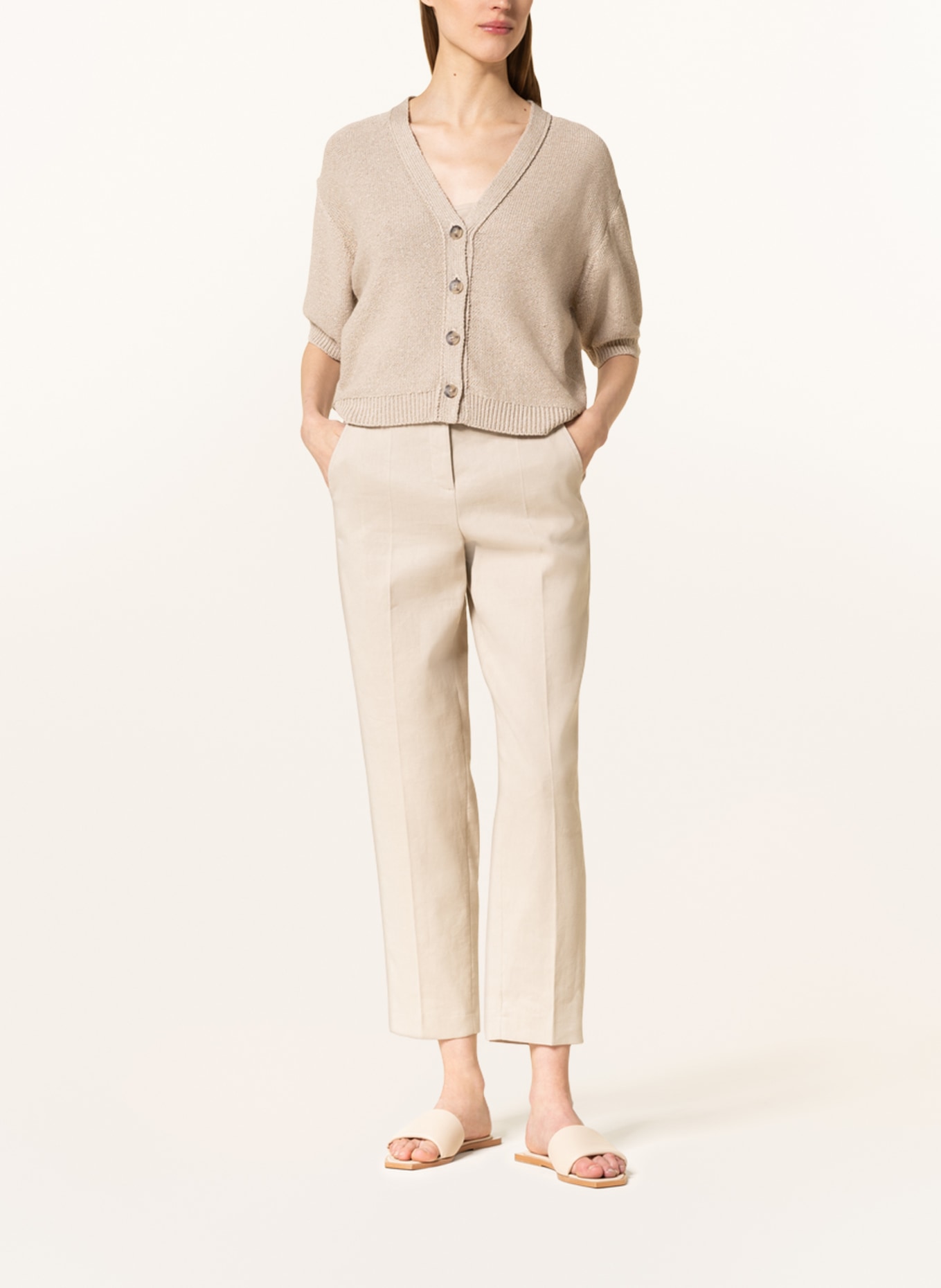 LUISA CERANO Trousers with linen in beige