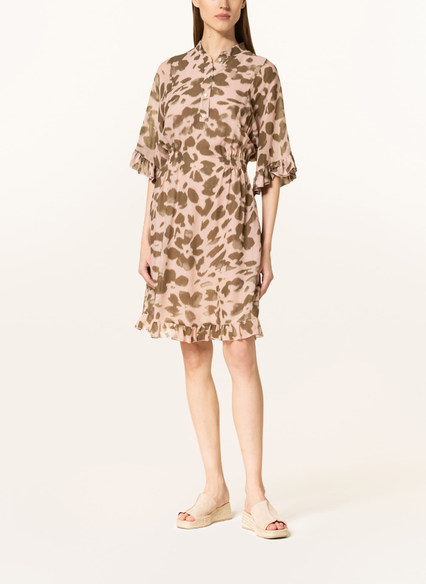 LUISA CERANO Dress with 3/4 sleeves, Color: BEIGE/ KHAKI (Image 2)