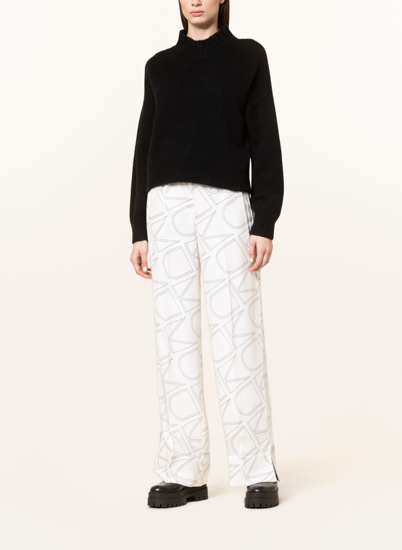 Calvin Klein Wide leg trousers, Color: WHITE/ BLACK (Image 2)