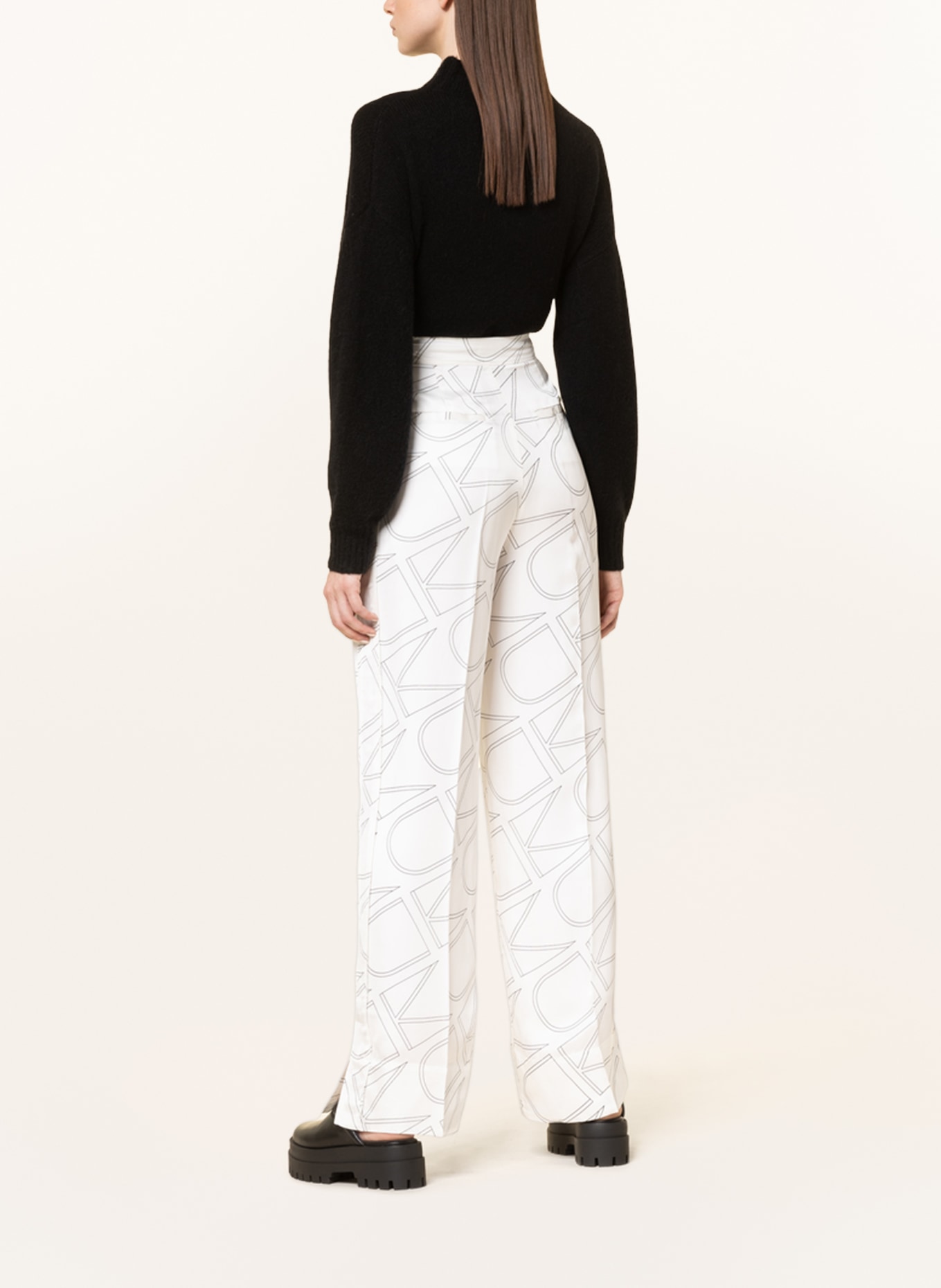 Calvin Klein Wide leg trousers, Color: WHITE/ BLACK (Image 3)