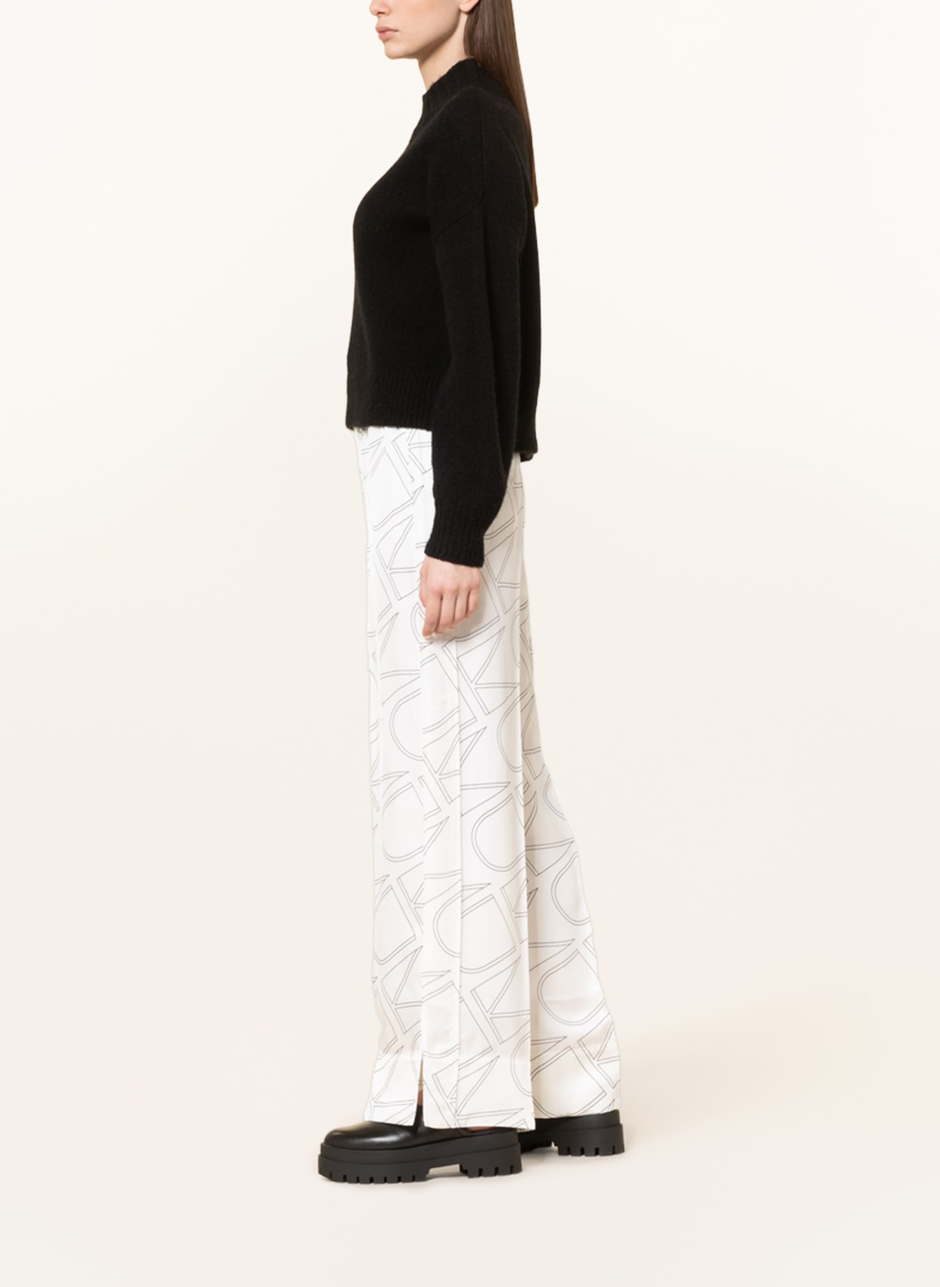 Calvin Klein Wide leg trousers, Color: WHITE/ BLACK (Image 4)