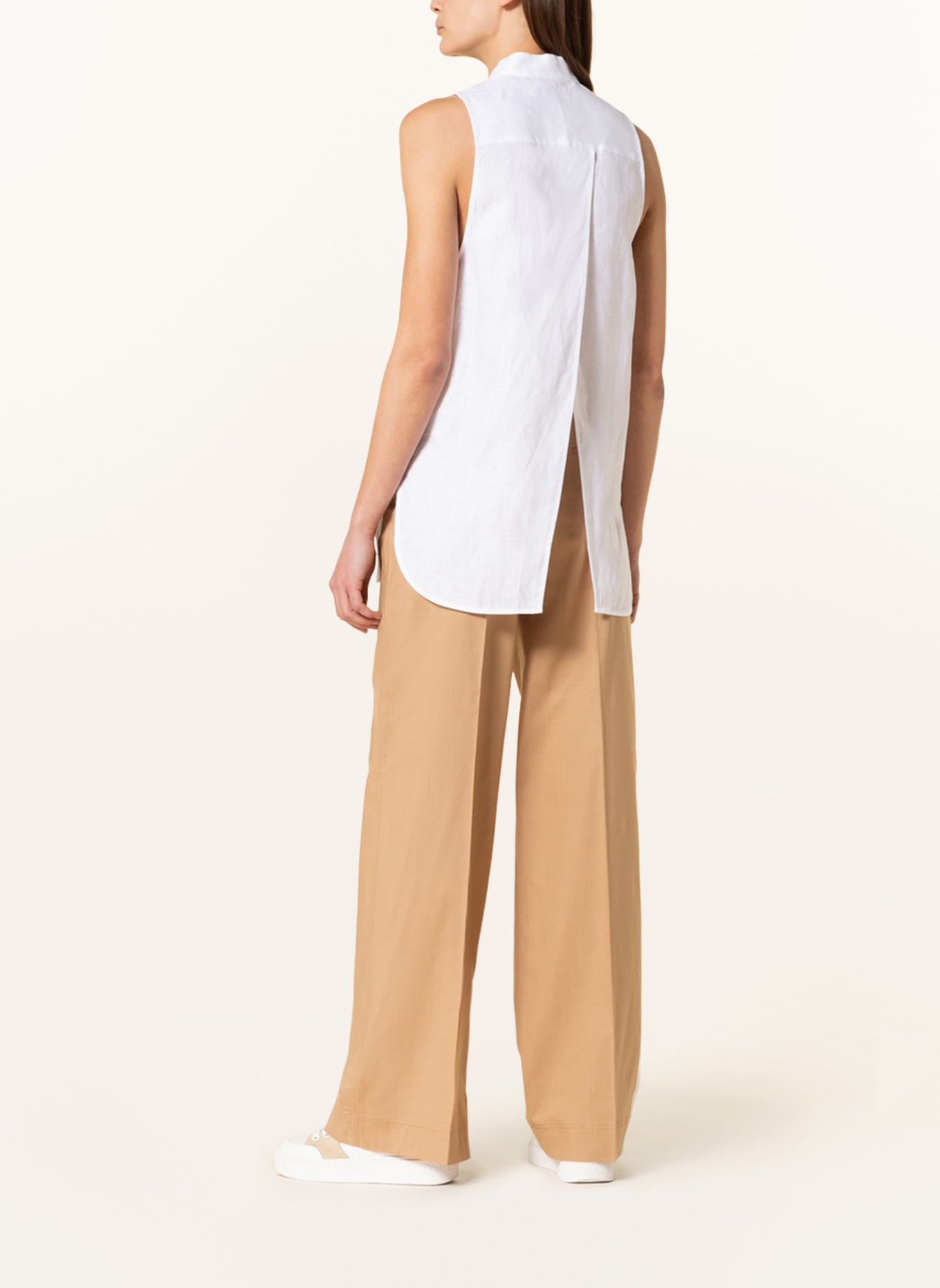 Calvin Klein Bluzka bez rękawów z lnu, Kolor: BIAŁY (Obrazek 3)