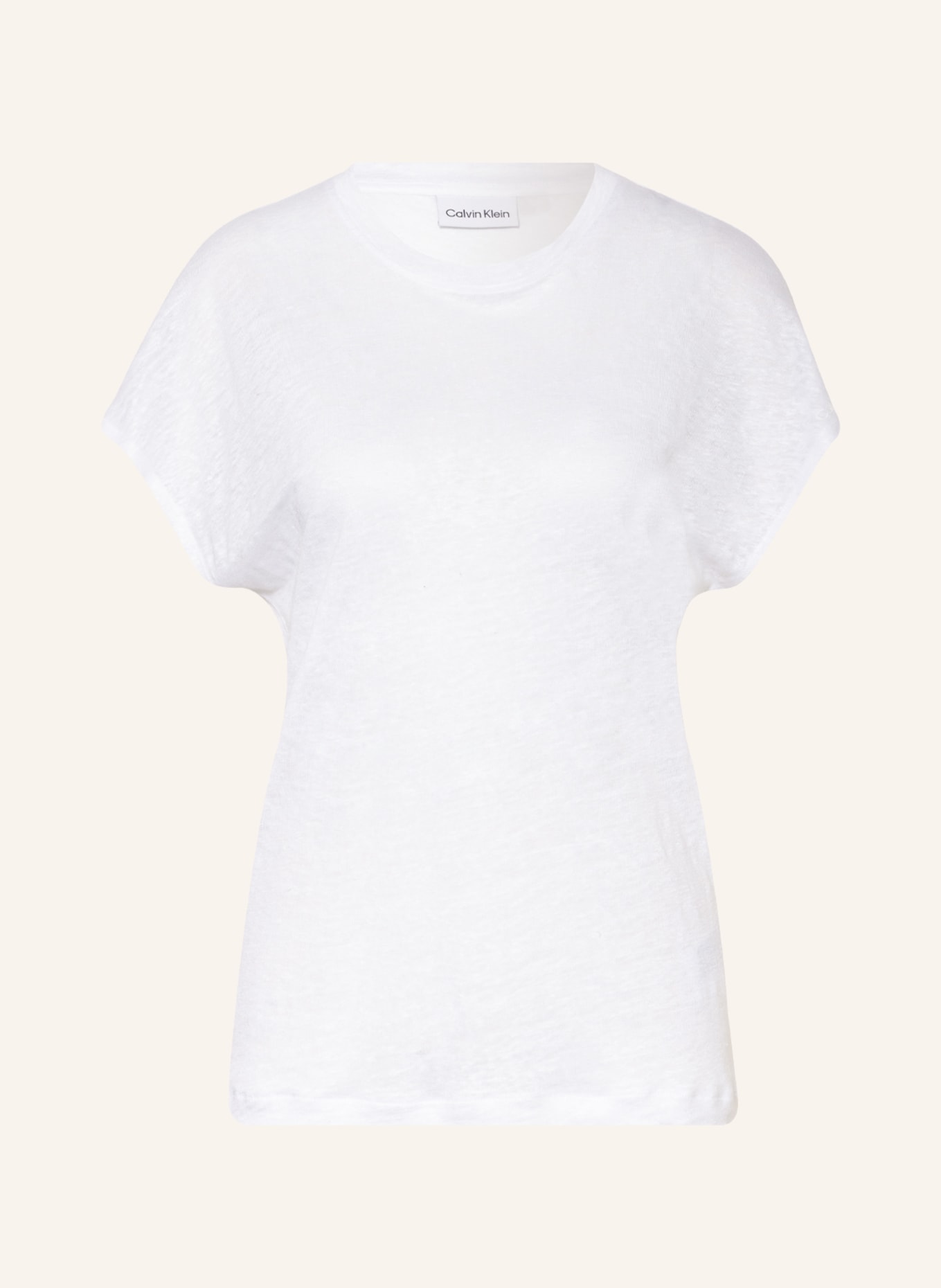 Calvin Klein Lněné tričko, Barva: BÍLÁ (Obrázek 1)