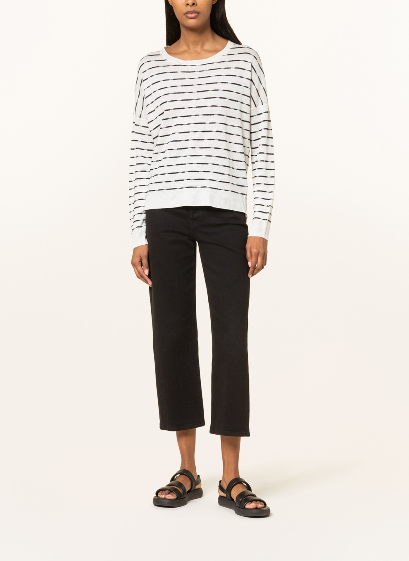 darling harbour Linen sweater, Color: WHITE/ BLACK (Image 2)