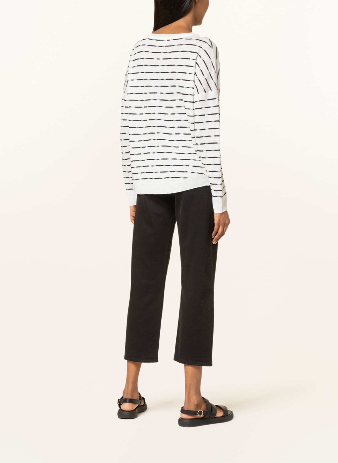 darling harbour Linen sweater, Color: WHITE/ BLACK (Image 3)