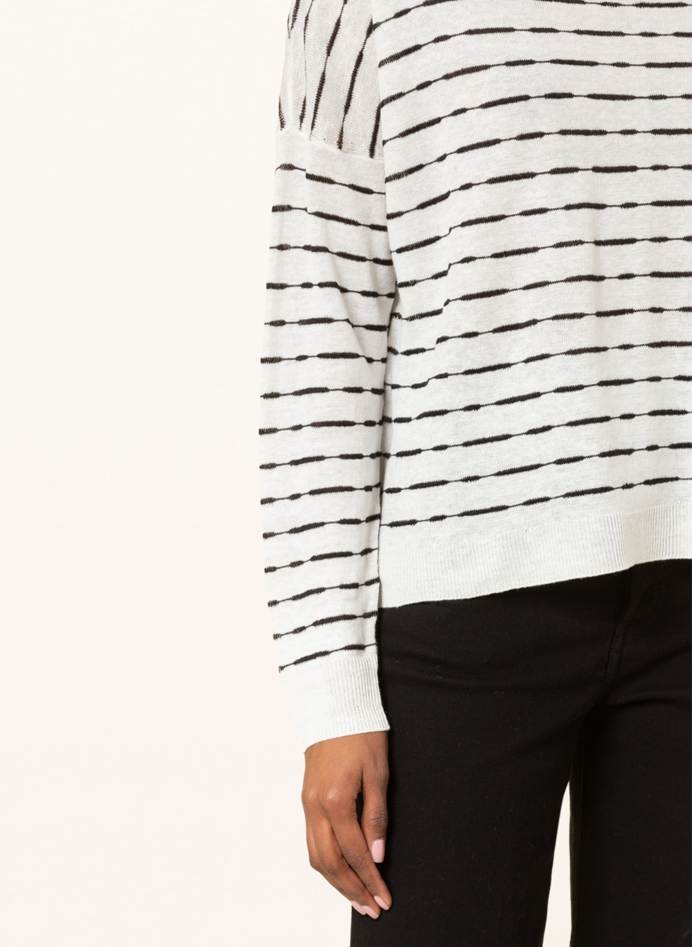 darling harbour Linen sweater, Color: WHITE/ BLACK (Image 4)