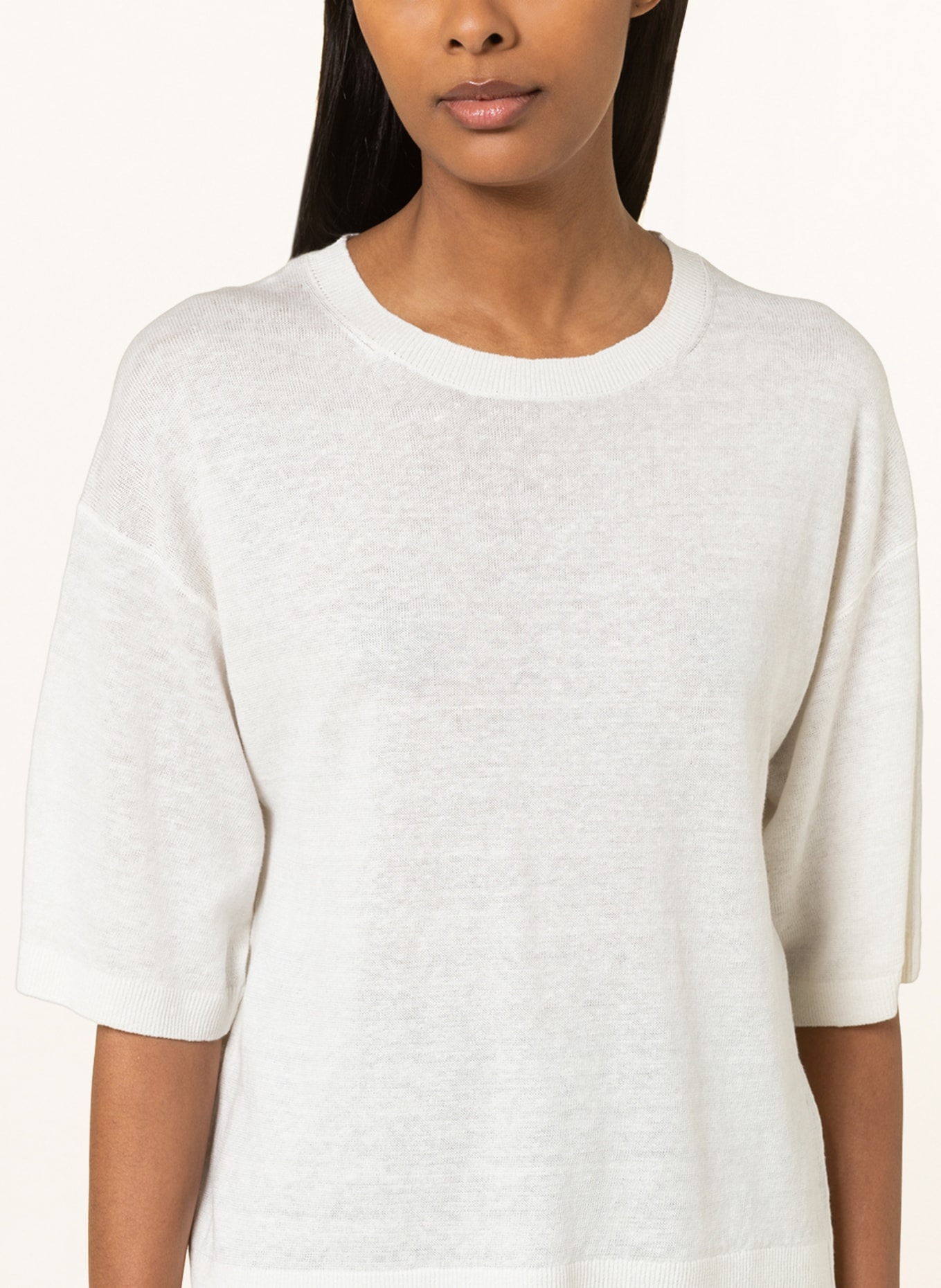 darling harbour Linen sweater with 3/4 sleeve, Color: ECRU (Image 4)