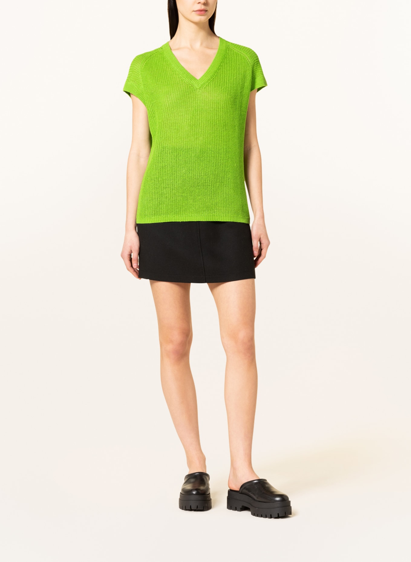 darling harbour Knit shirt in linen, Color: NEON GREEN (Image 2)