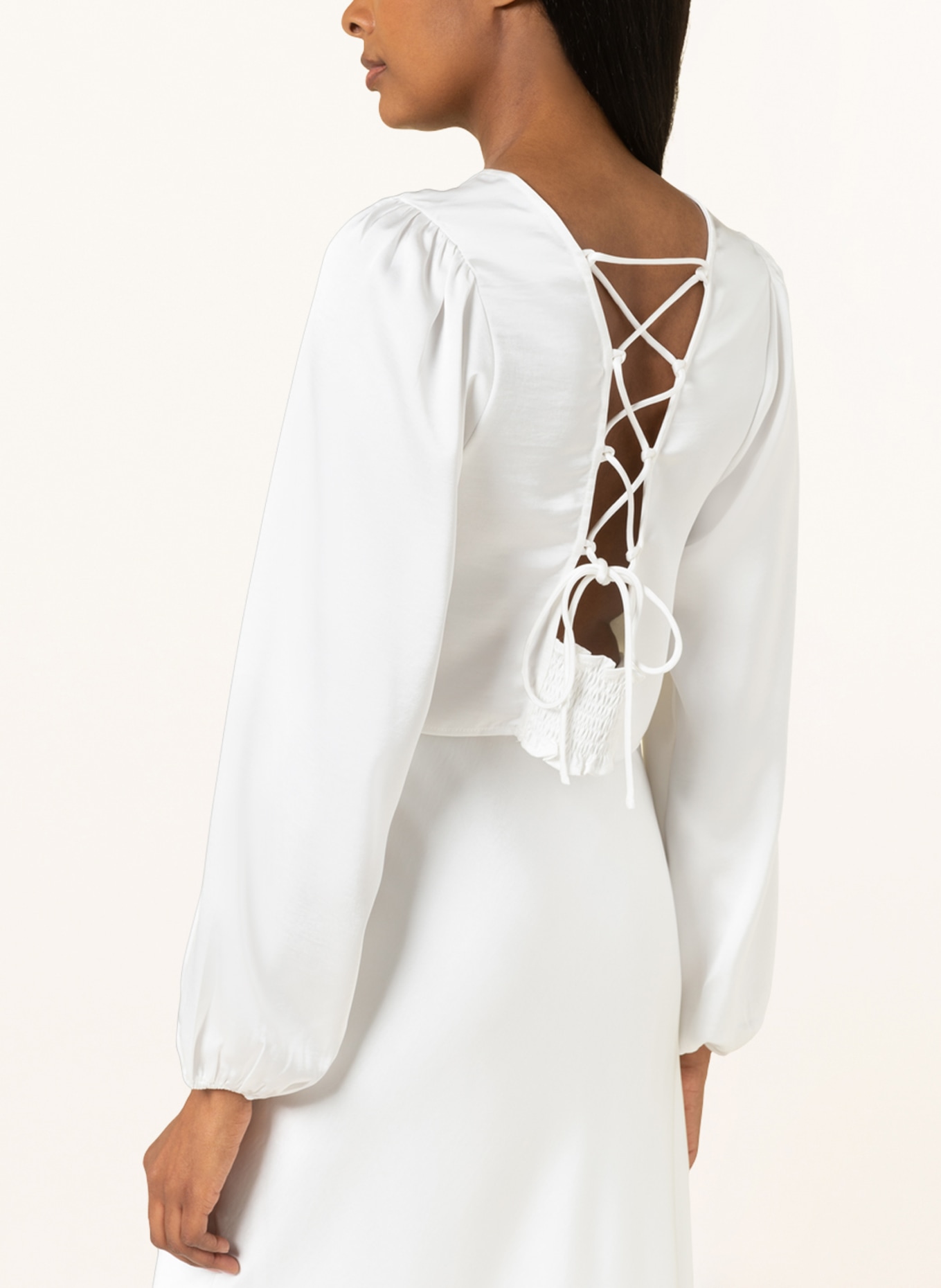 NEO NOIR Cropped shirt blouse AURA , Color: WHITE (Image 4)