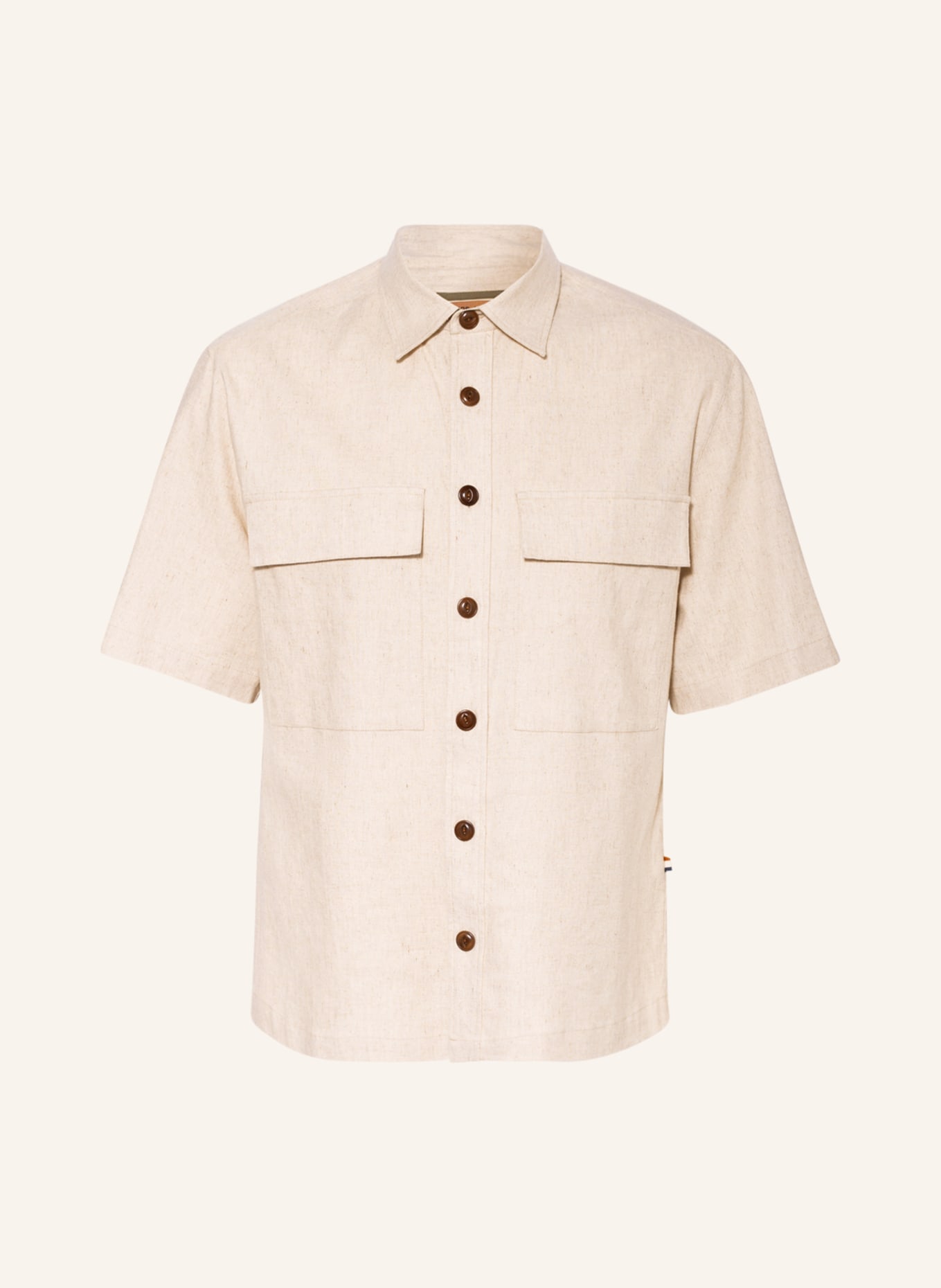 MOS MOSH Gallery Short sleeve shirt slim fit with linen, Color: ECRU (Image 1)