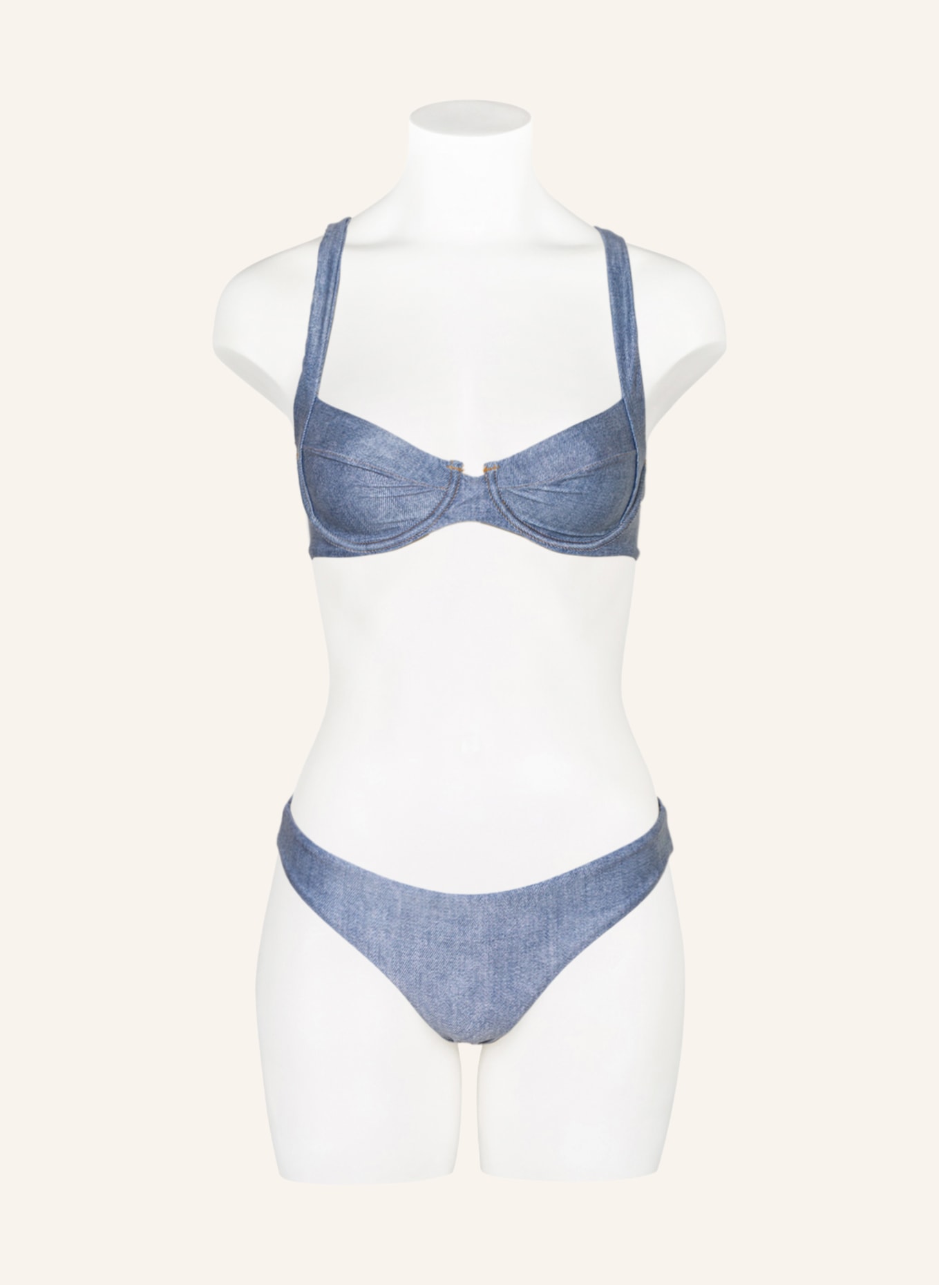 PILYQ Brazilian bikini bottoms BASIC RUCHED TEENY, Color: BLUE (Image 2)