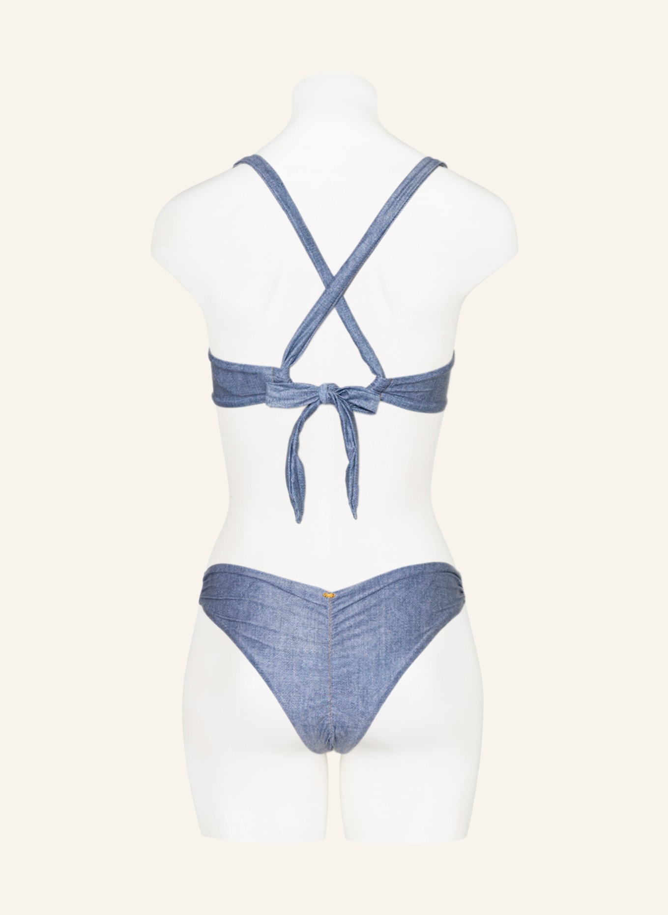 PILYQ Brazilian bikini bottoms BASIC RUCHED TEENY, Color: BLUE (Image 3)